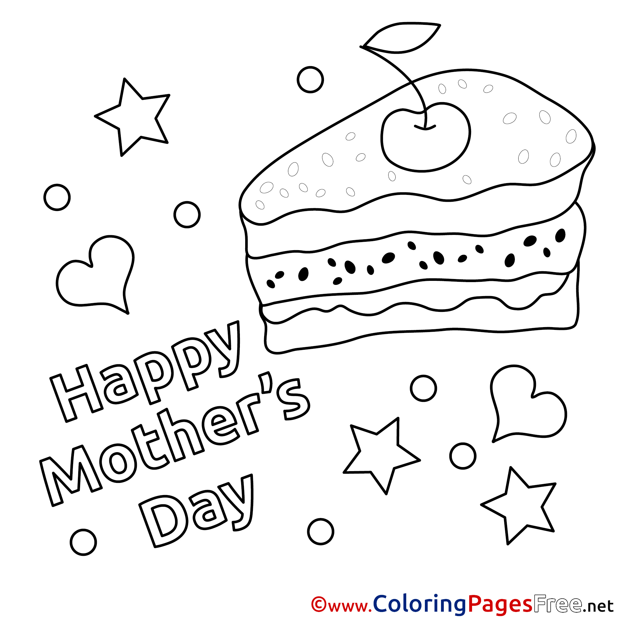 Piece Of Cake Children Mother S Day Colouring Page