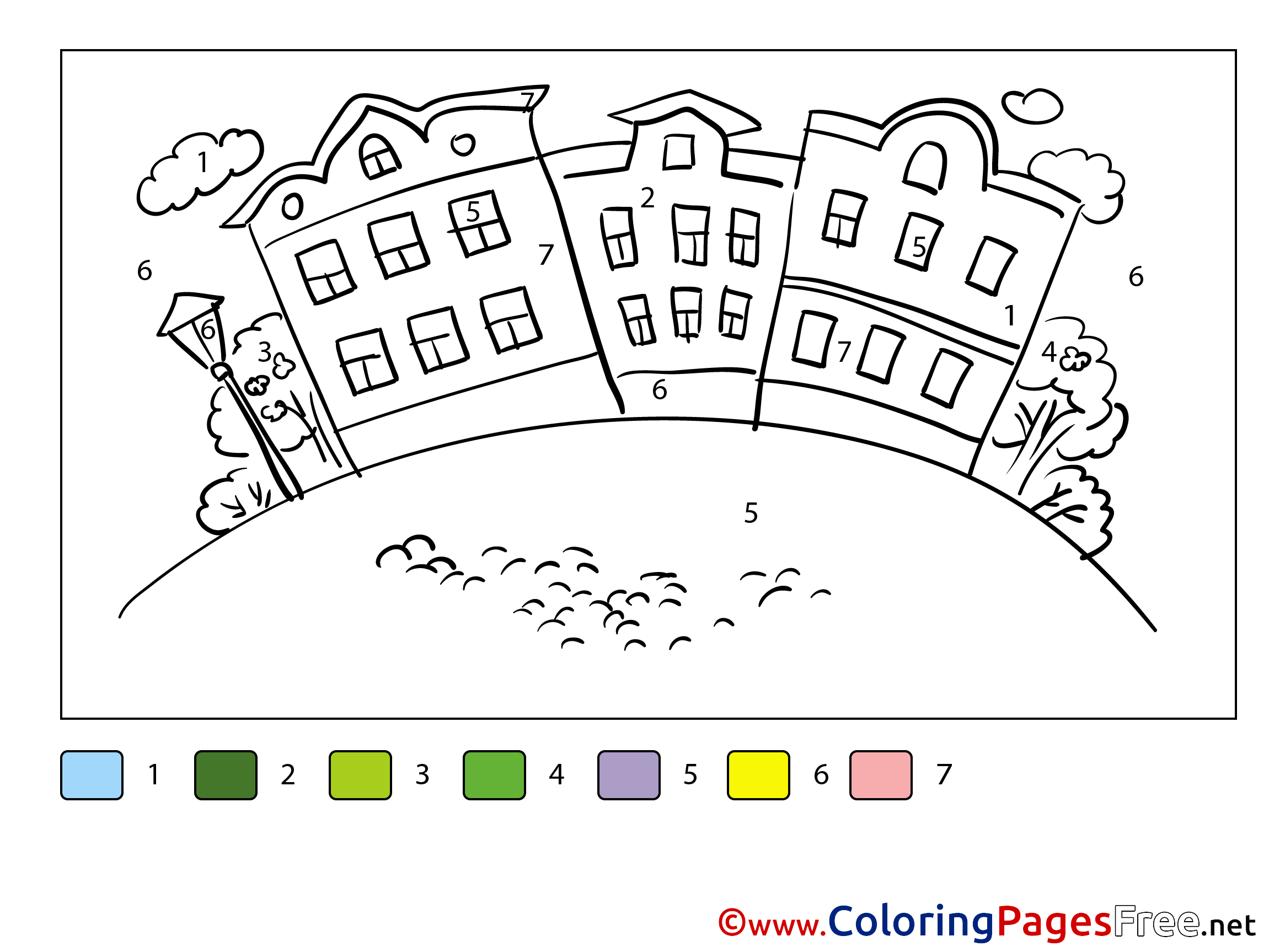City Coloring Pages Painting By Number For Free