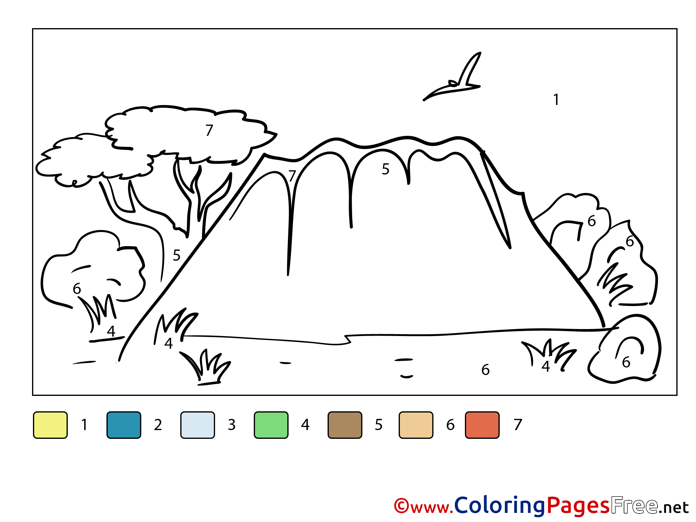 Mountain Painting By Number Coloring Pages Download