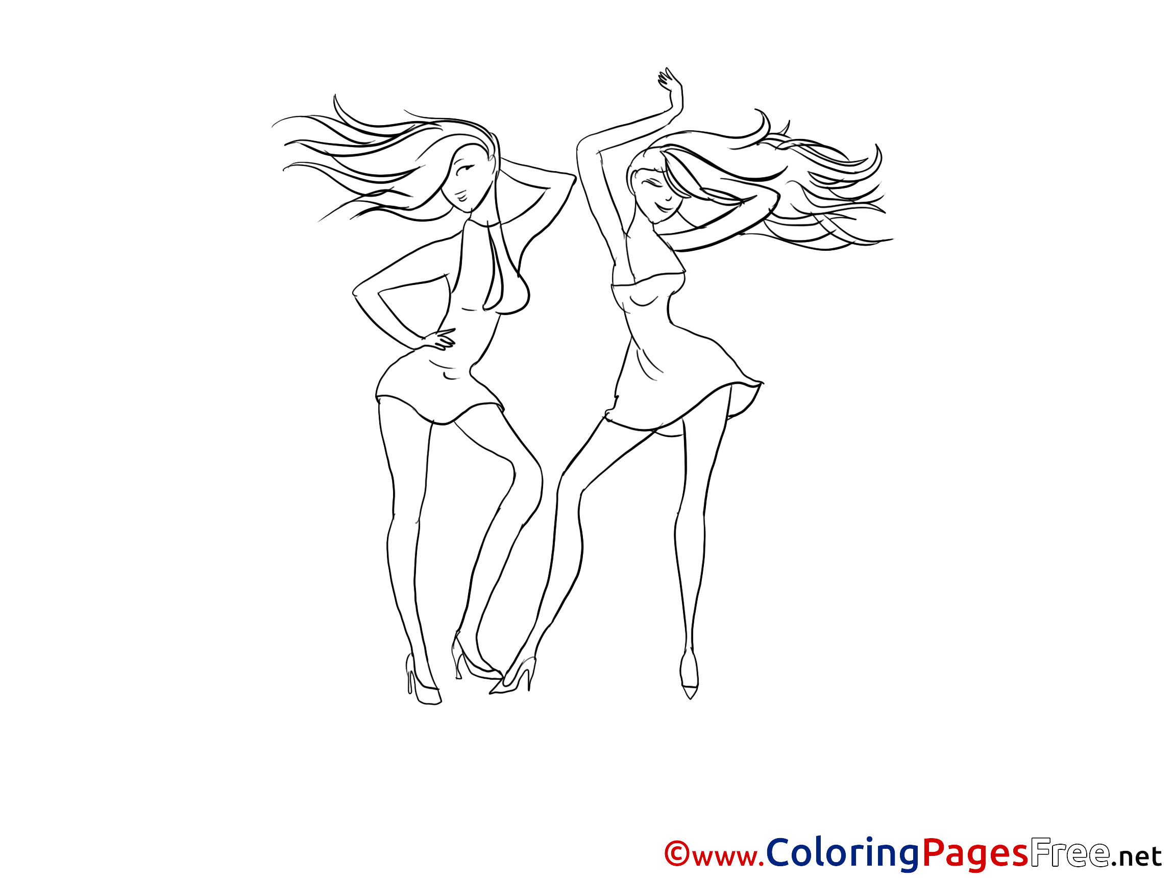 Dancer Girls for Children free Coloring Pages