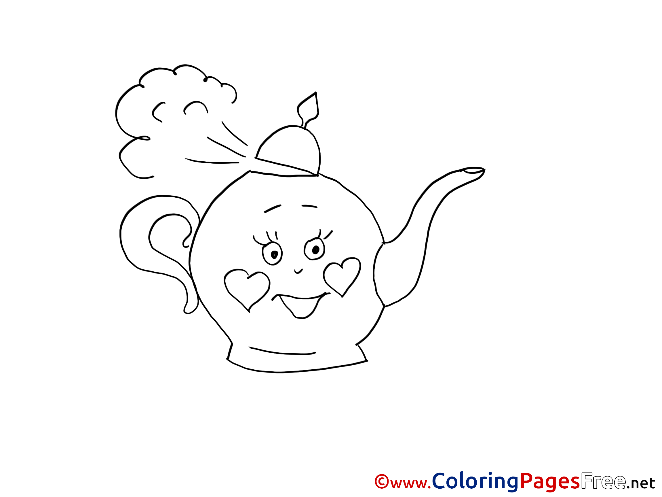 Kettle Colouring Page Printable Free Cup
