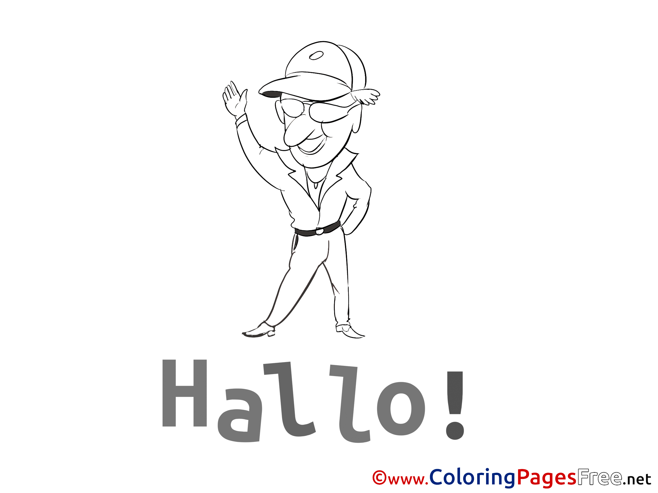 Hello Kids Free Coloring Page