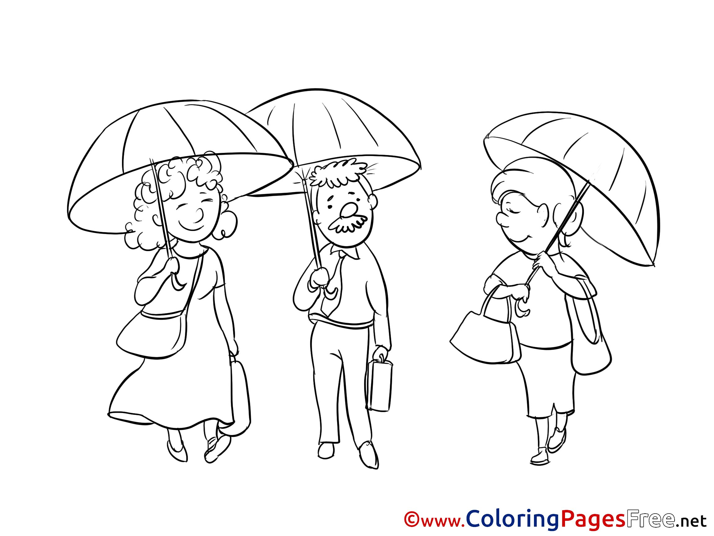 Umbrellas for Kids printable Colouring Page