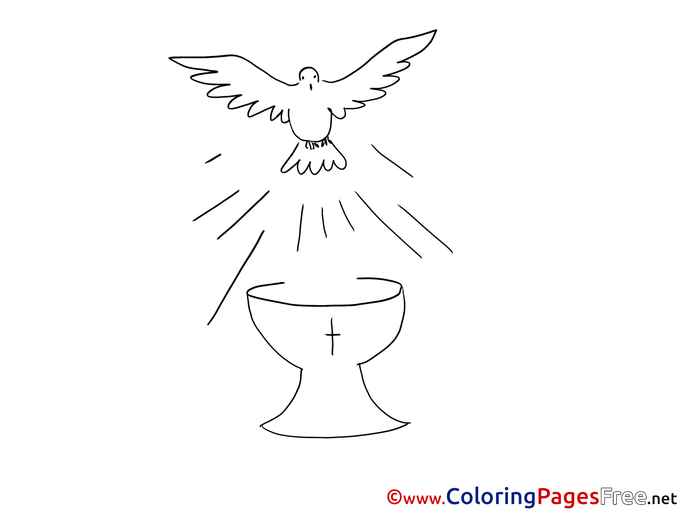 Cup Pigeon Christening Coloring Pages Free
