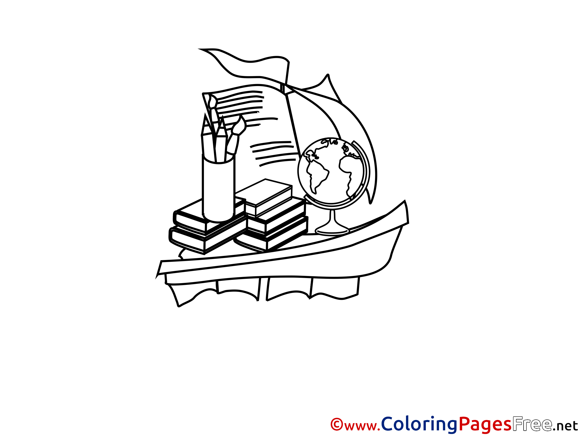Boat Classbooks School Printable Coloring Pages For Free
