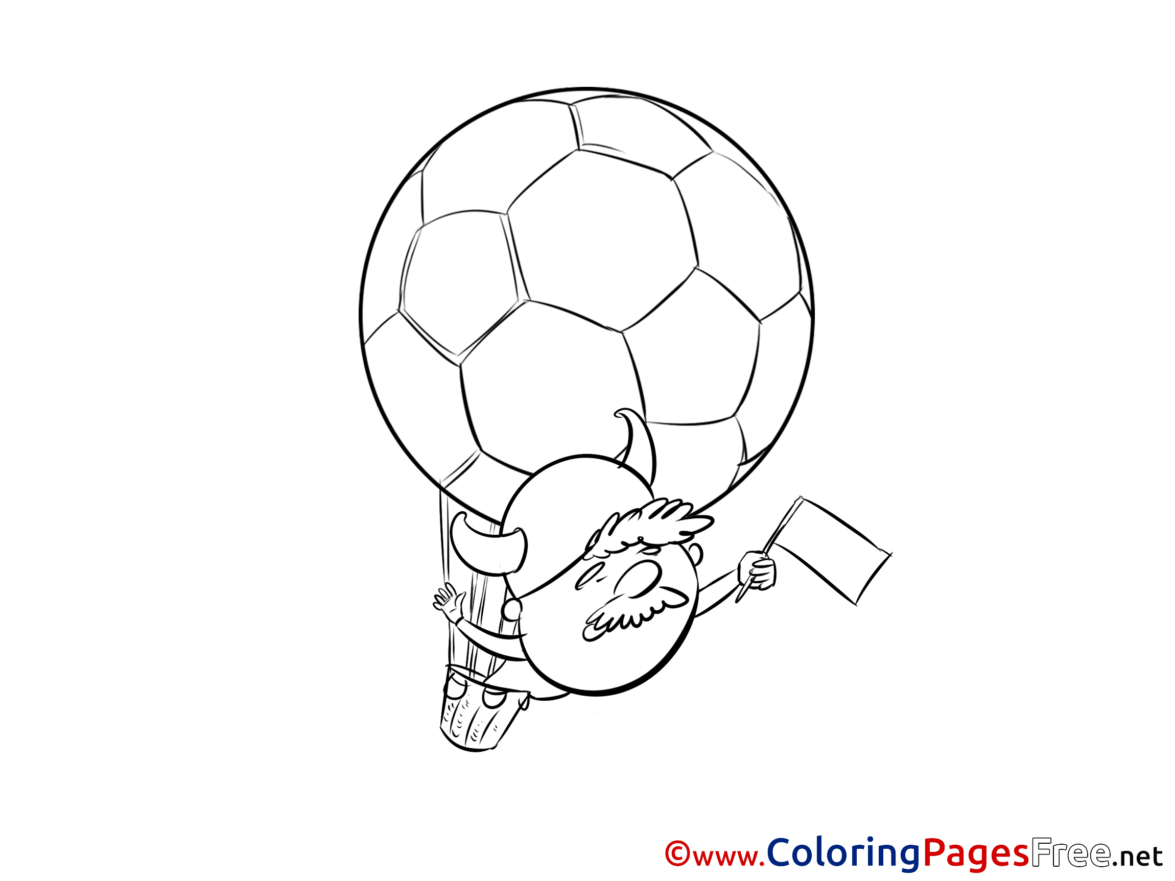 Balloon Fan for Kids Soccer Colouring Page