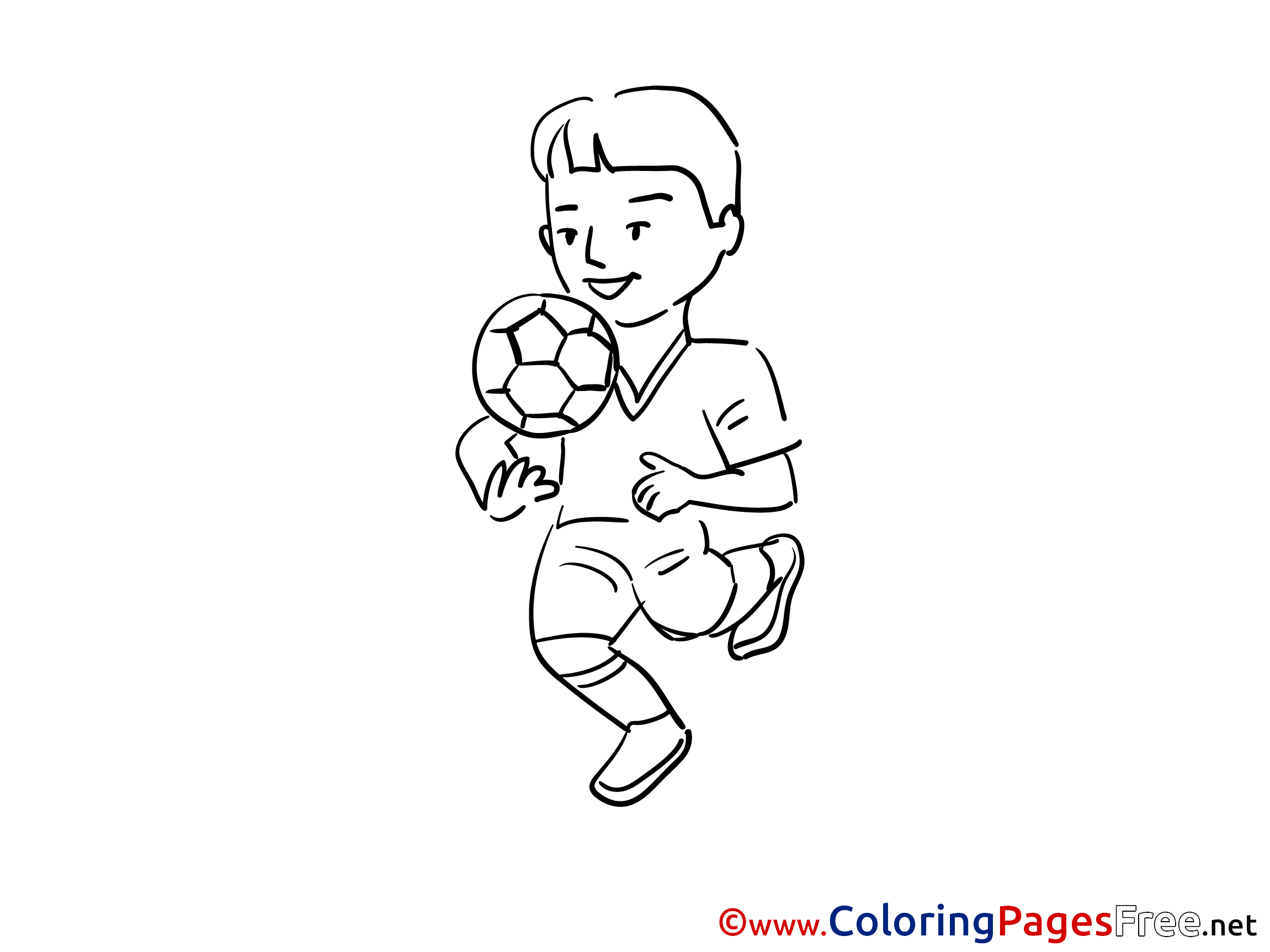 Boy Football for Kids Soccer Colouring Page