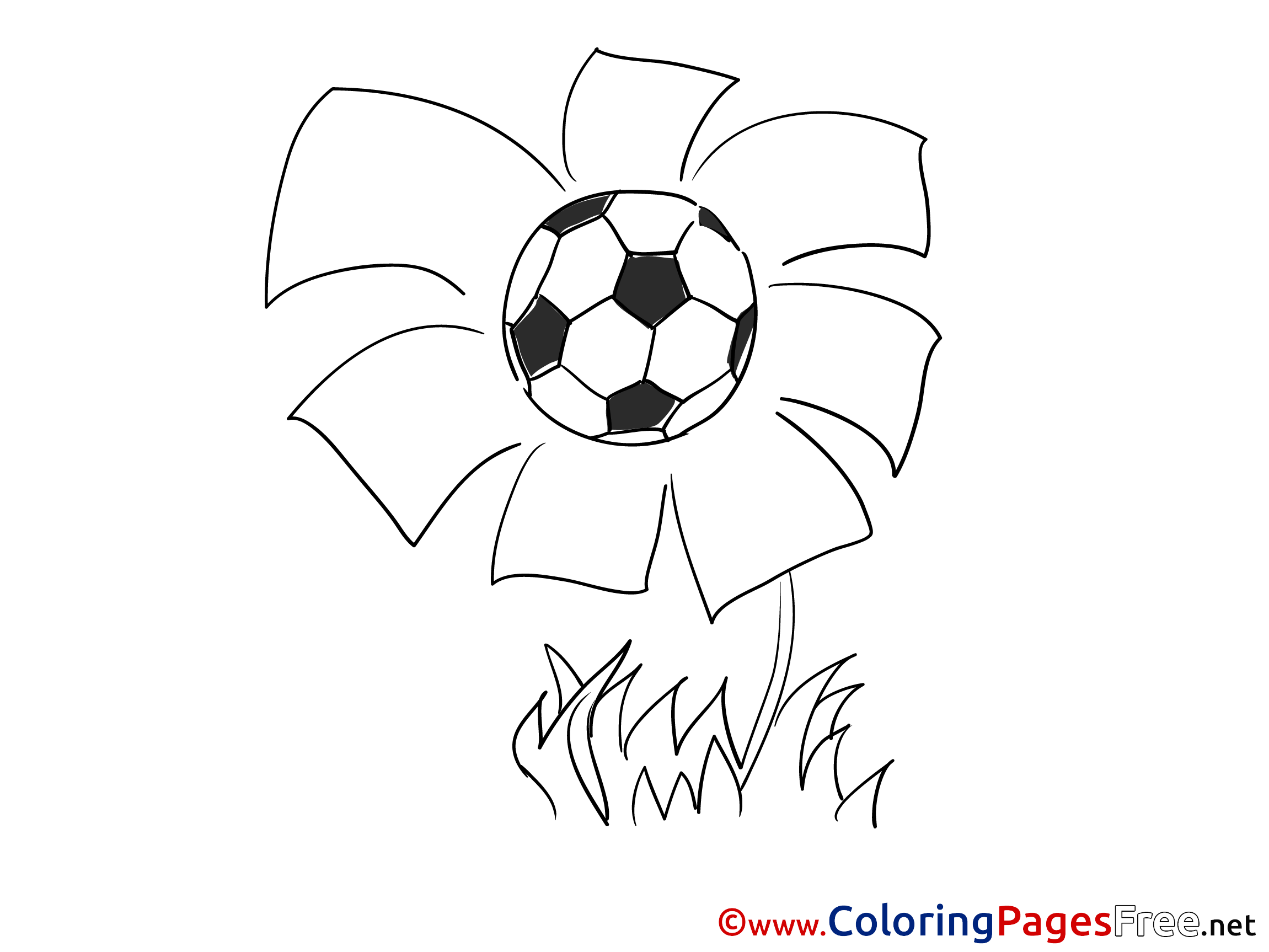 Flower Ball Kids Soccer Coloring Pages