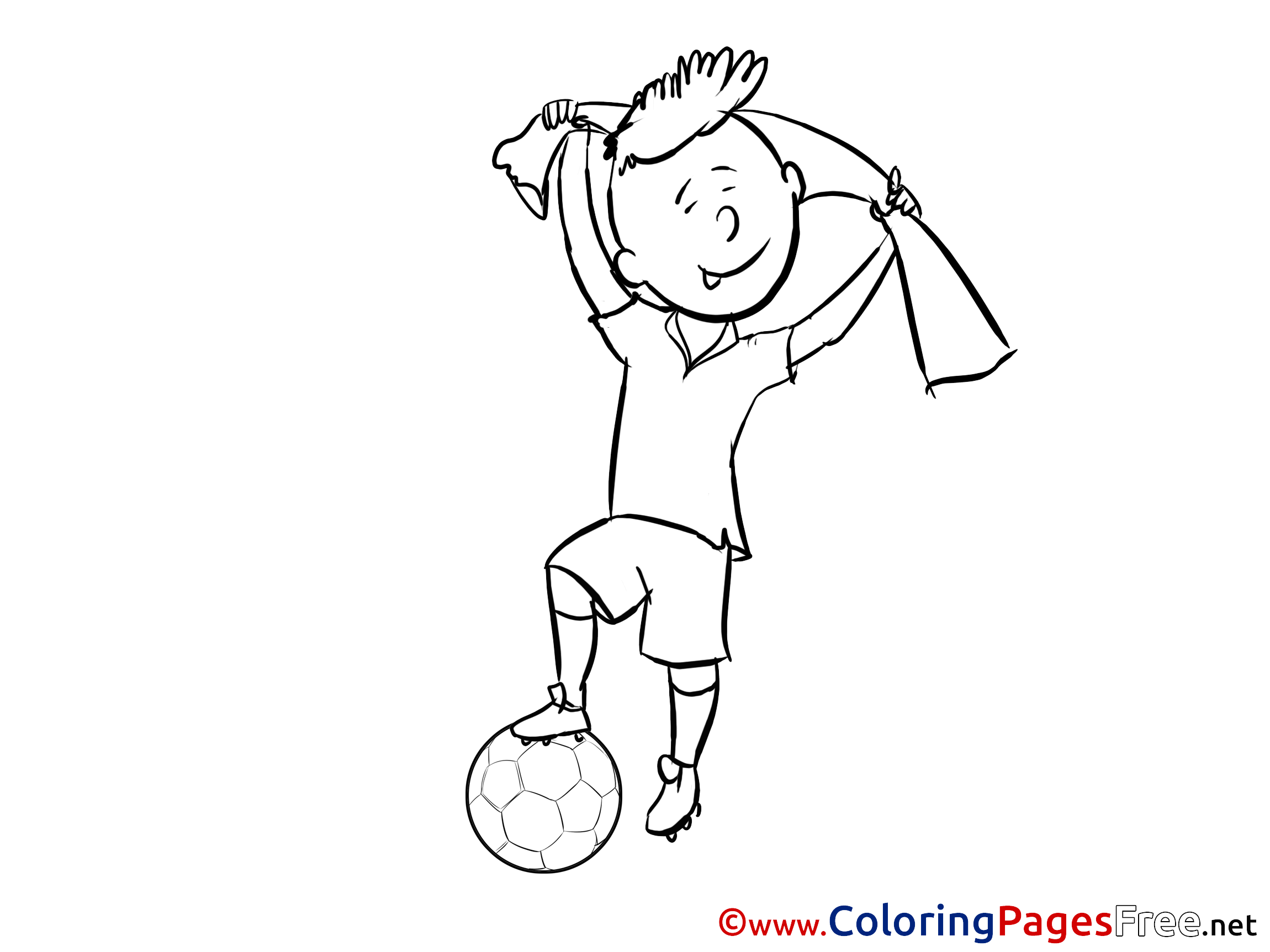 Scarf Boy Player Kids Soccer Coloring Page