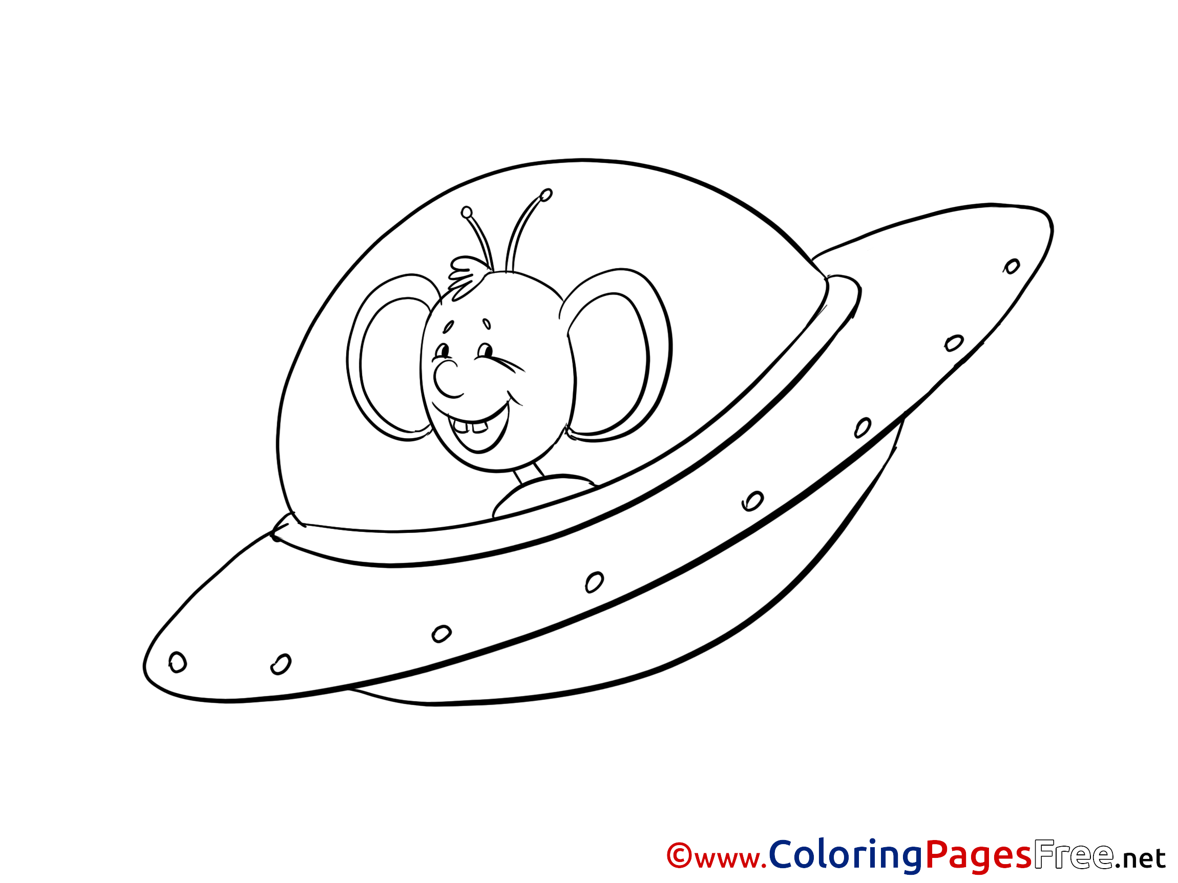 Flying Saucer Children Coloring Pages Free