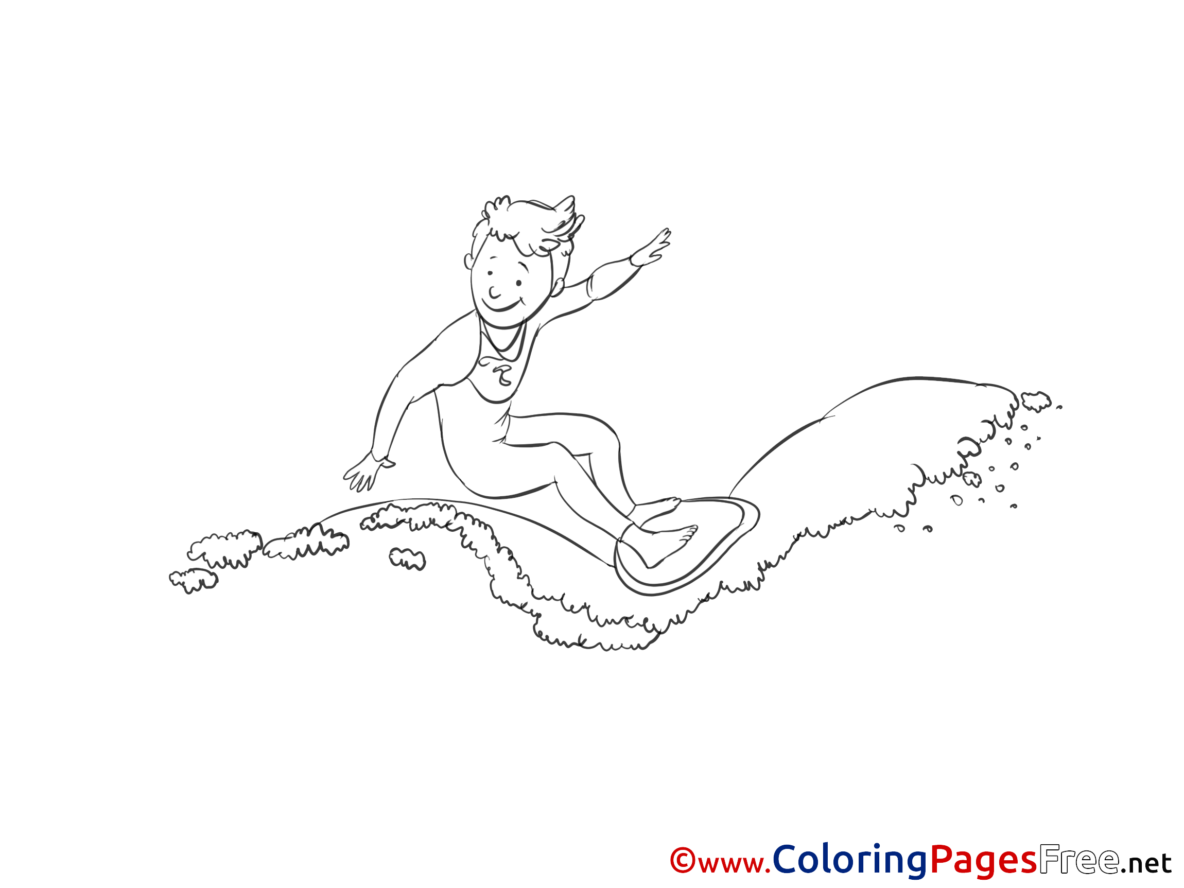 Surfer Children Coloring Pages Free