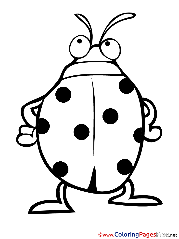 Ladybug Kids Spring Coloring Pages