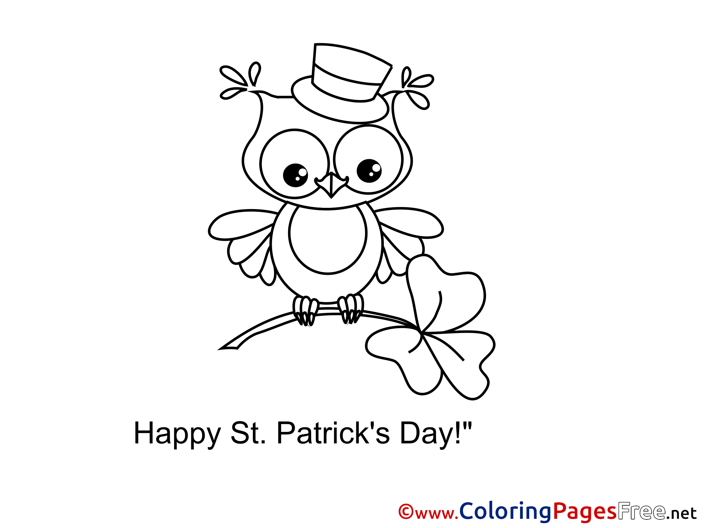 clover owl printable st patricks day coloring sheets