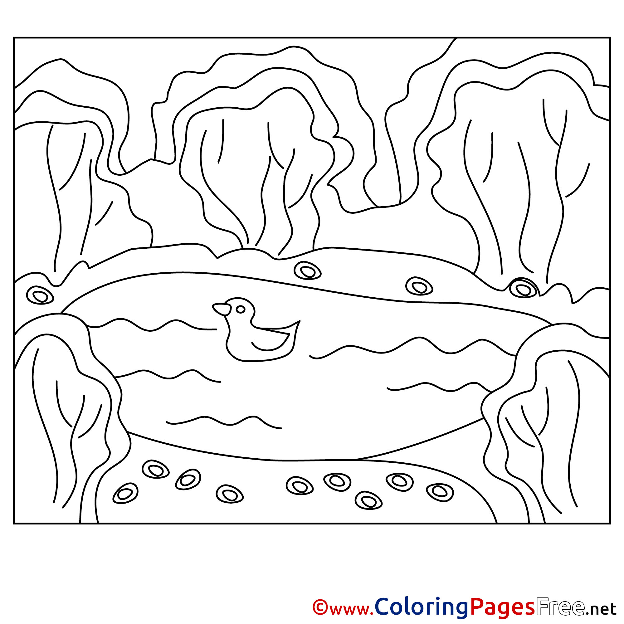 Download Pond printable Summer Coloring Sheets Duck