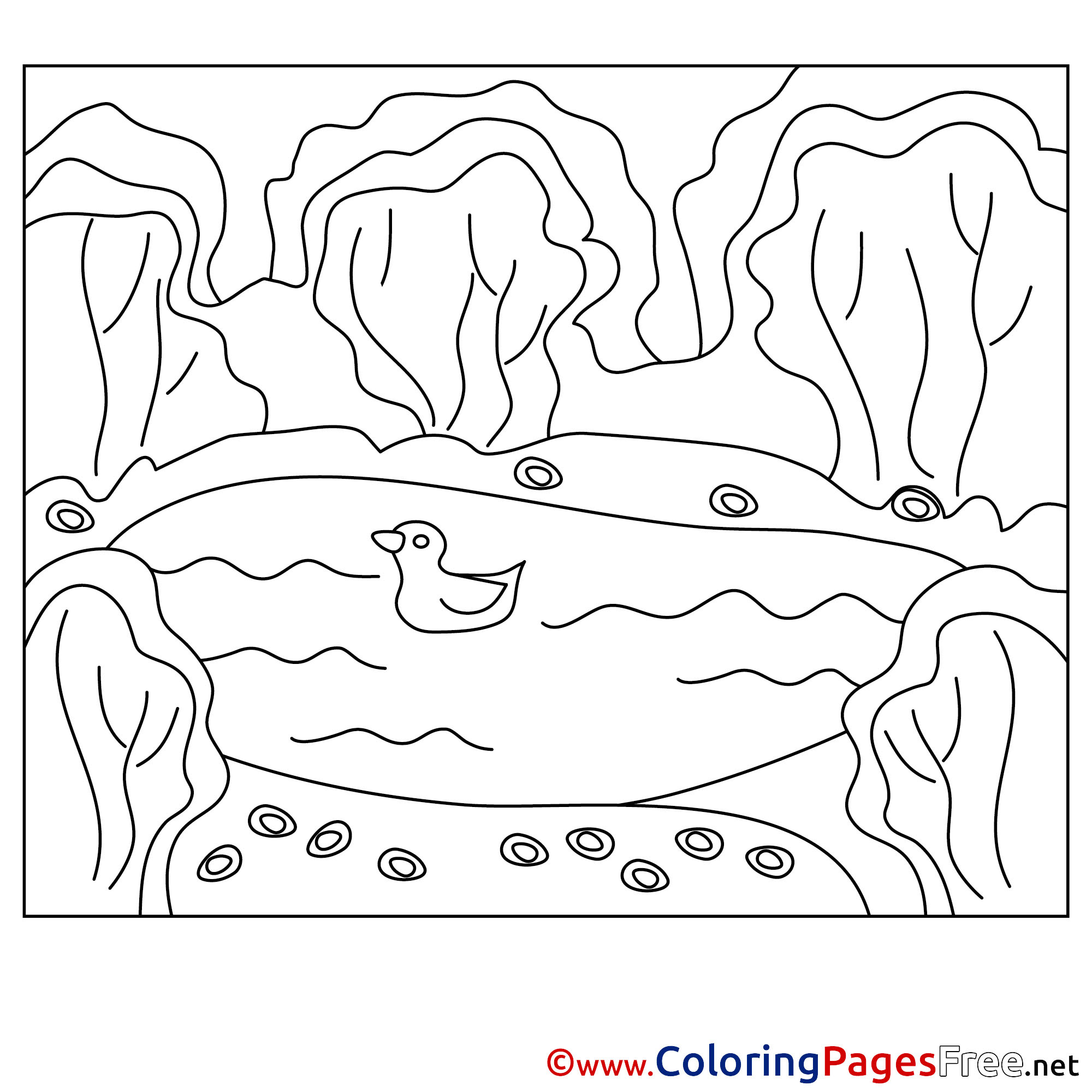Pond Printable Summer Coloring Sheets Duck
