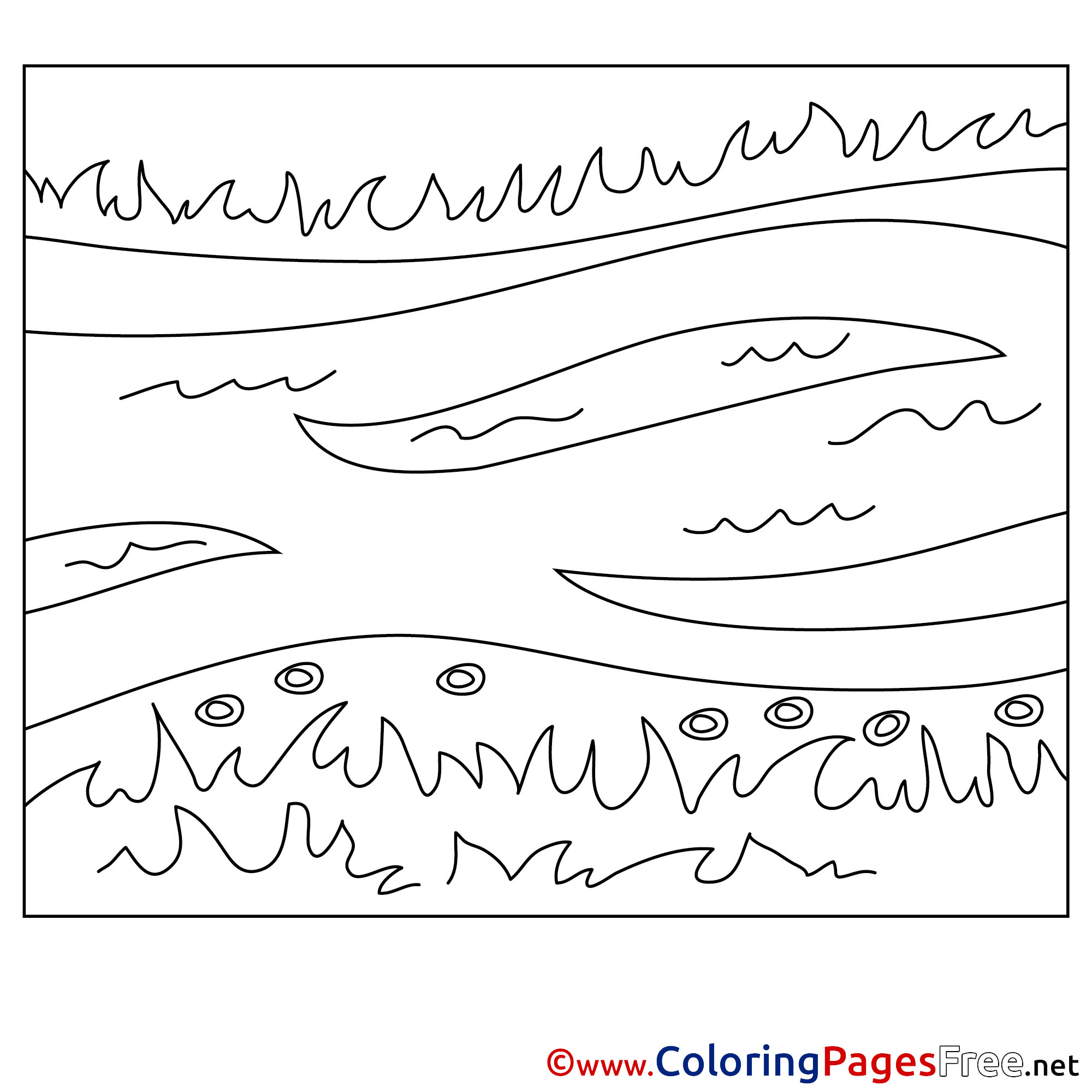 River Children Summer Colouring Page