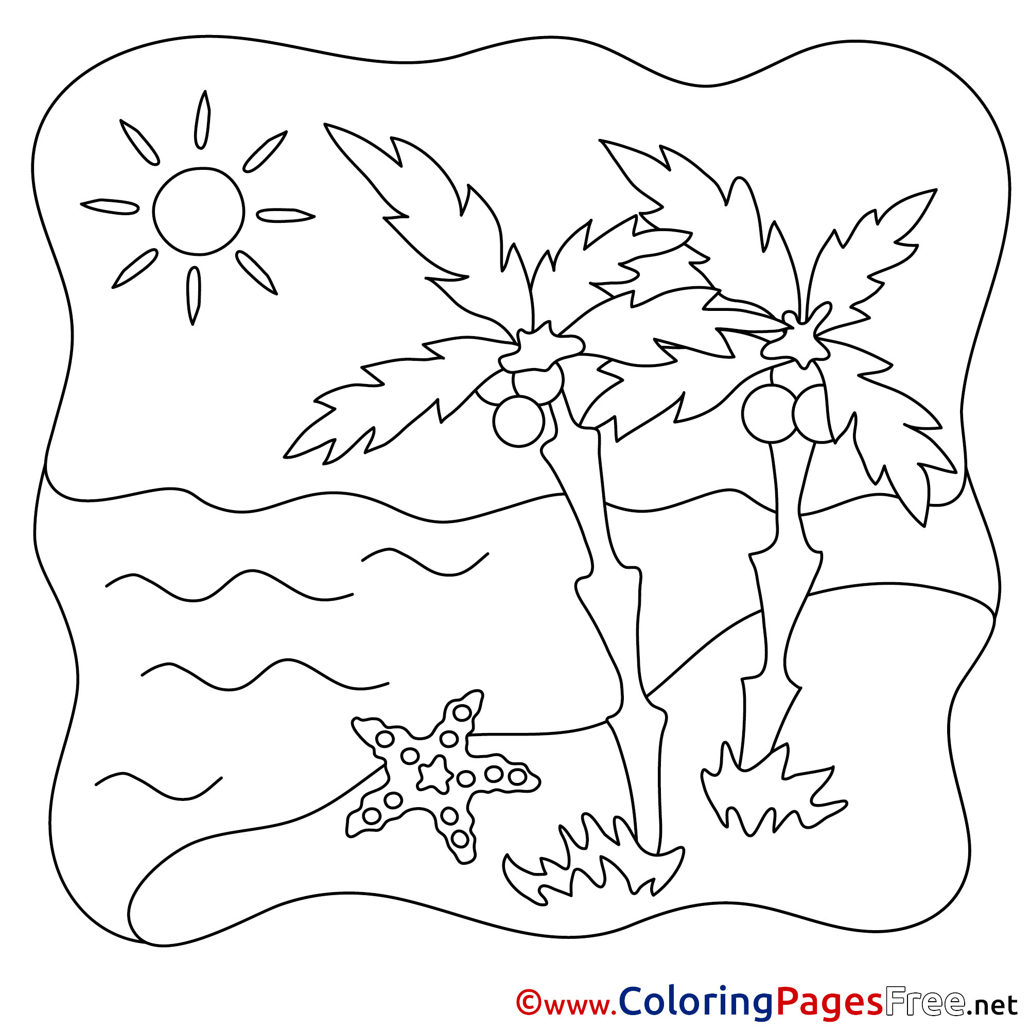Starfish Kids Summer Coloring Pages Sea