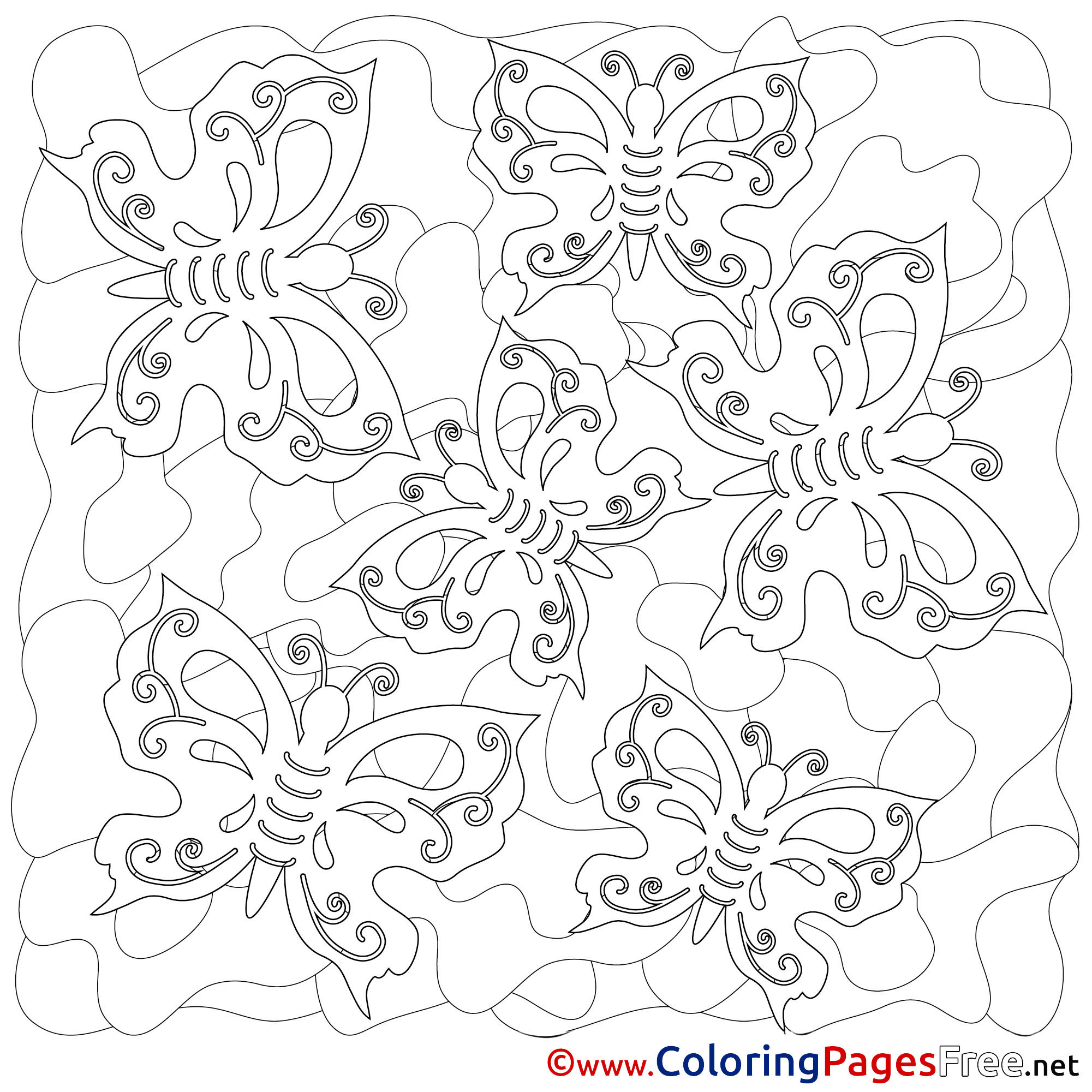 Summer Coloring Pages Download Butterflies