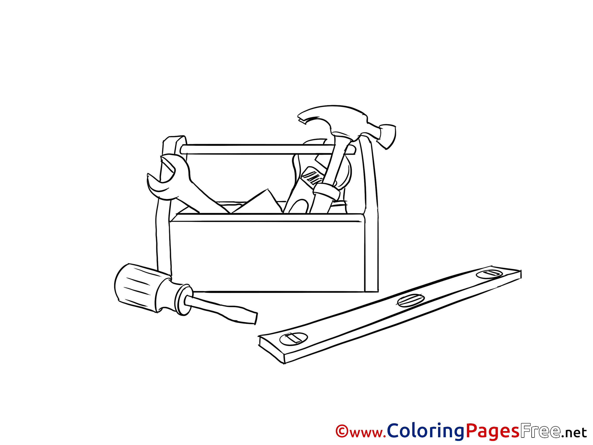 Carpentry Tools for Kids printable Colouring Page