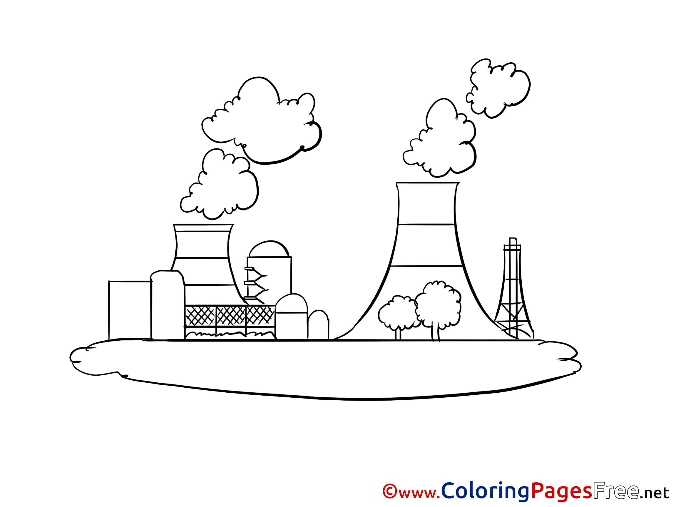Nuclear Power Plant For Children Free Coloring Pages