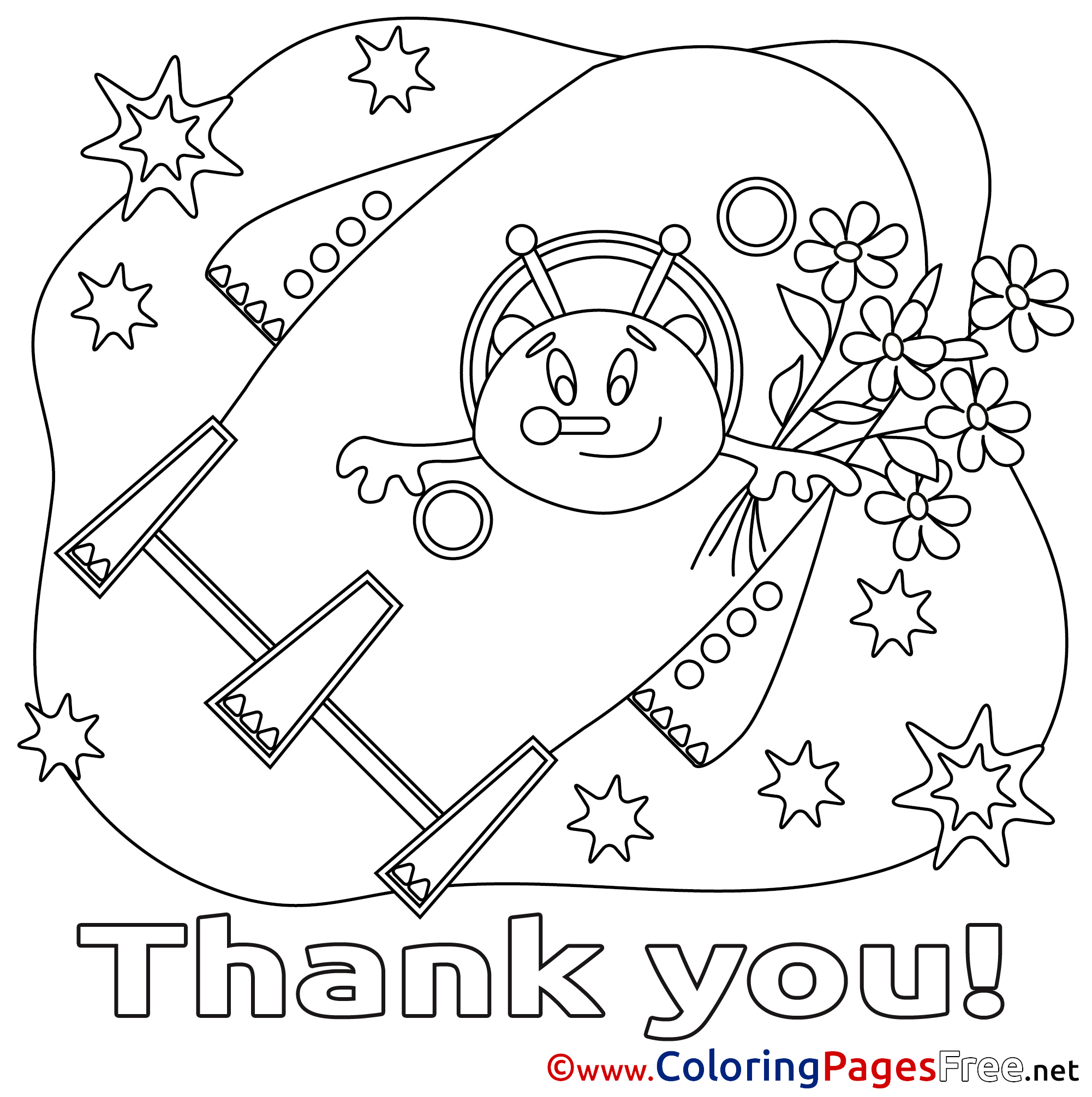 Alien Spaceship Coloring Pages Thank You For Free