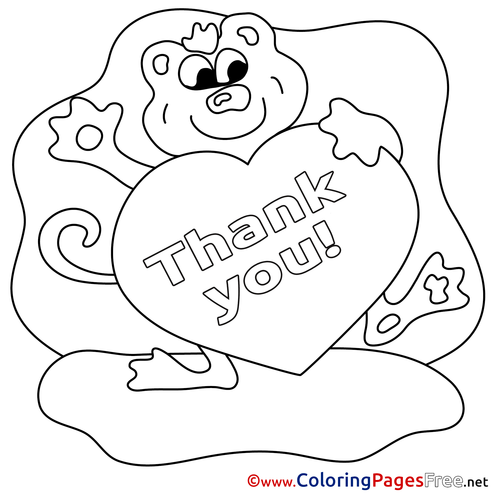 Animal Colouring Page Thank You free