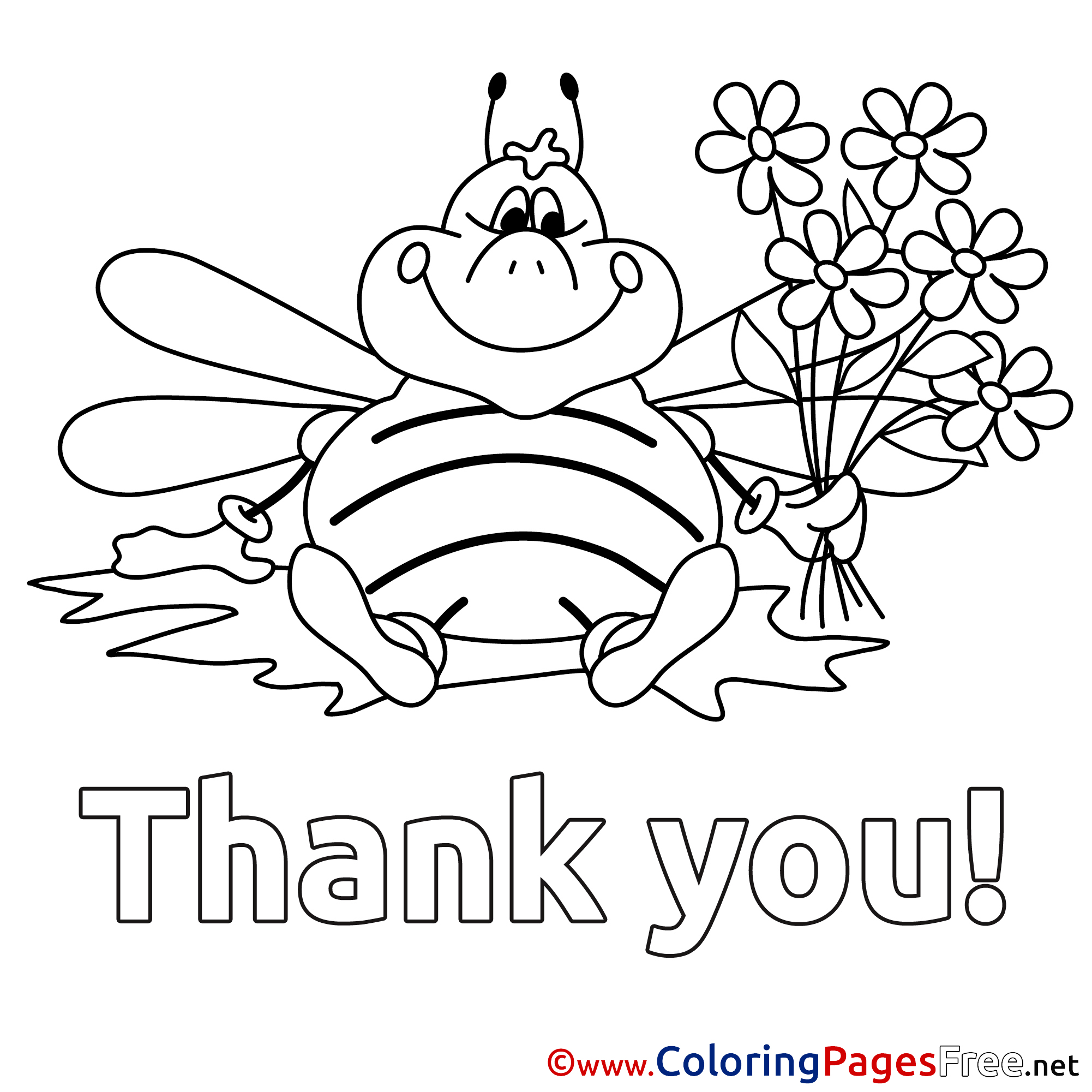 Bee Thank You Free Coloring Pages