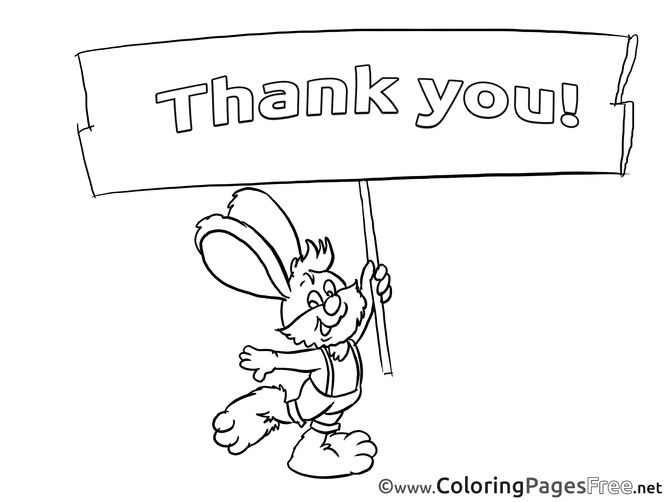 Rabbit Kids Thank You Coloring Pages