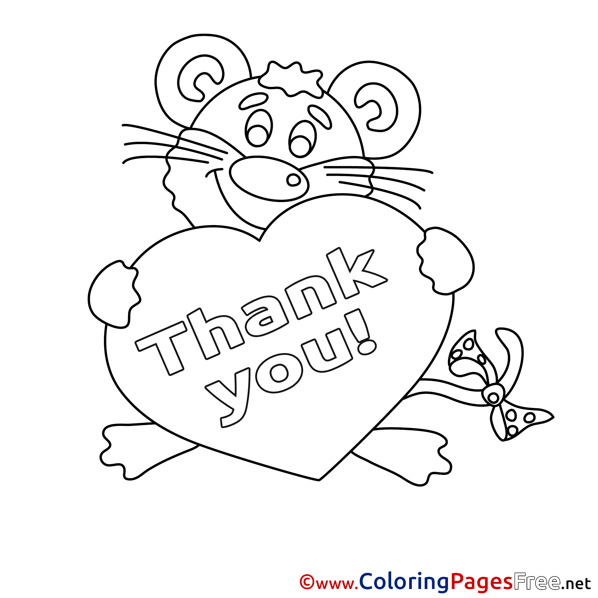 Thank You Animal Colouring Sheet free