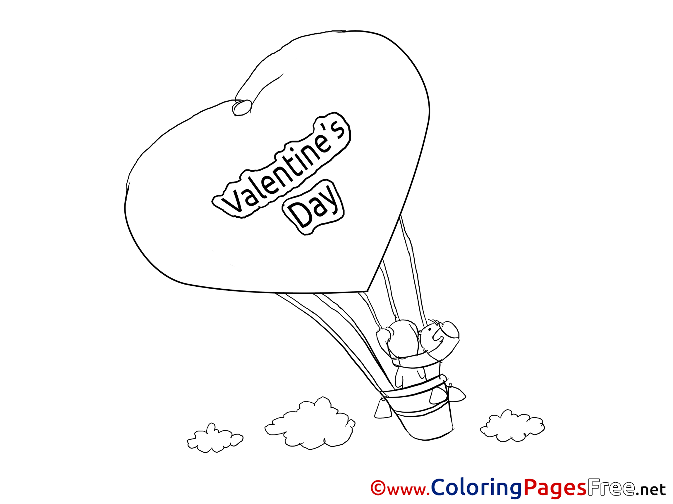 Air Balloon download Valentine's Day Coloring Pages