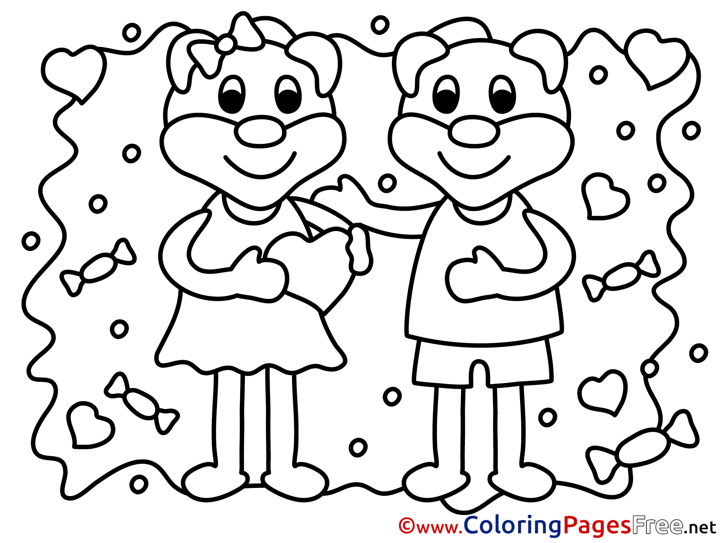 Animals Bears Valentine S Day Coloring Pages Download
