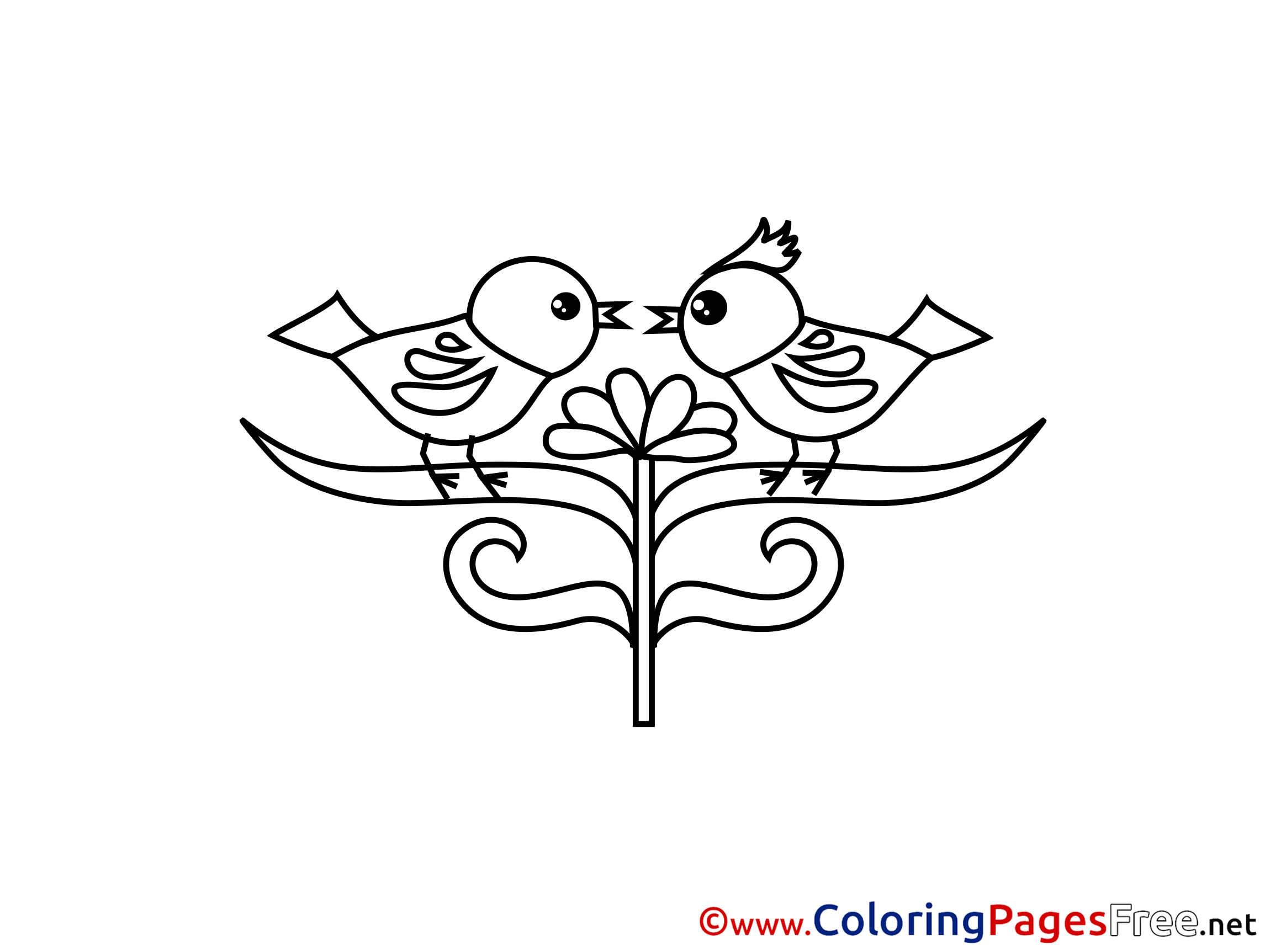 Free Printable Birds Valentine Coloring Pages