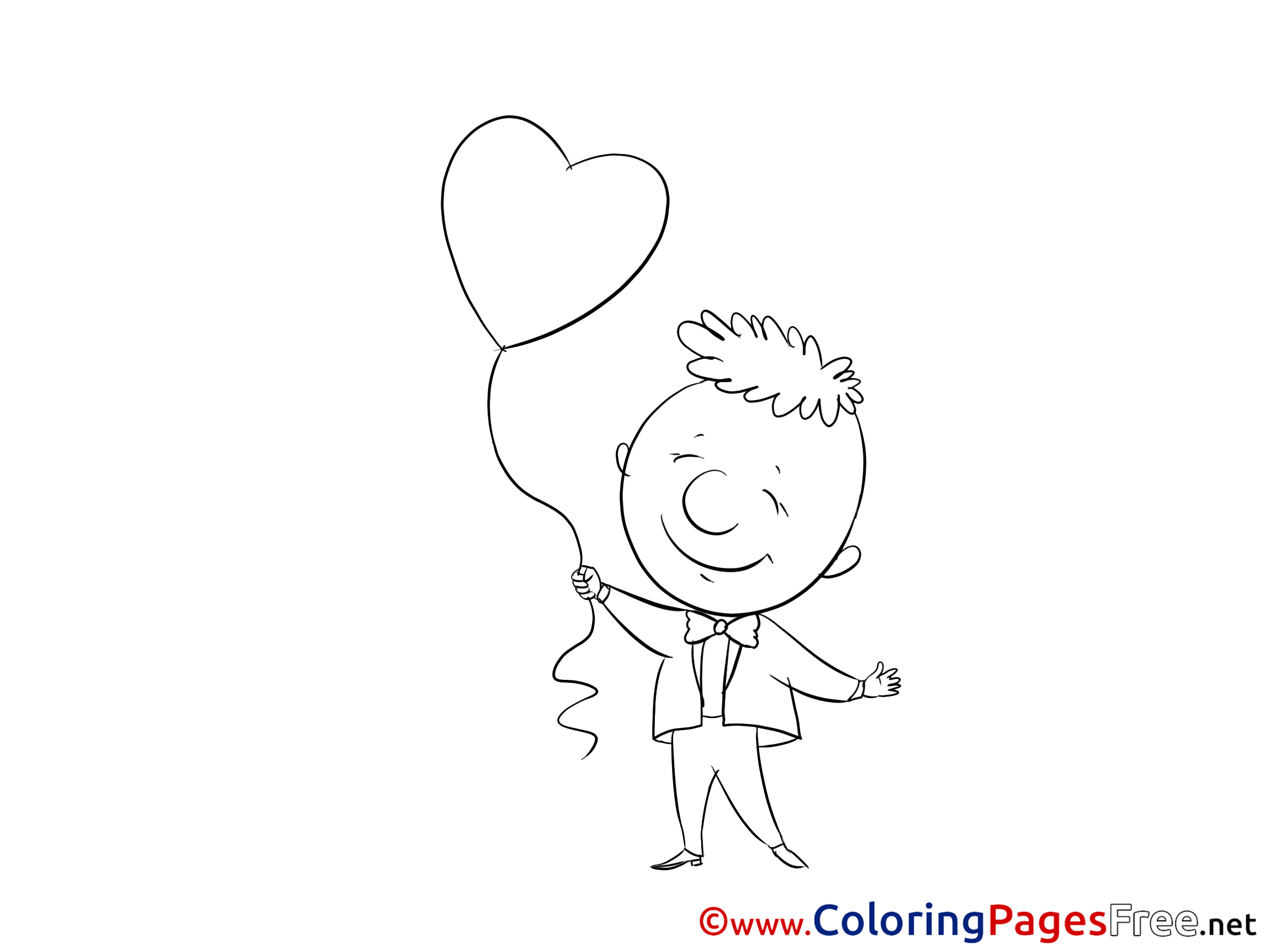 Boy Balloon Heart download Valentine's Day Coloring Pages
