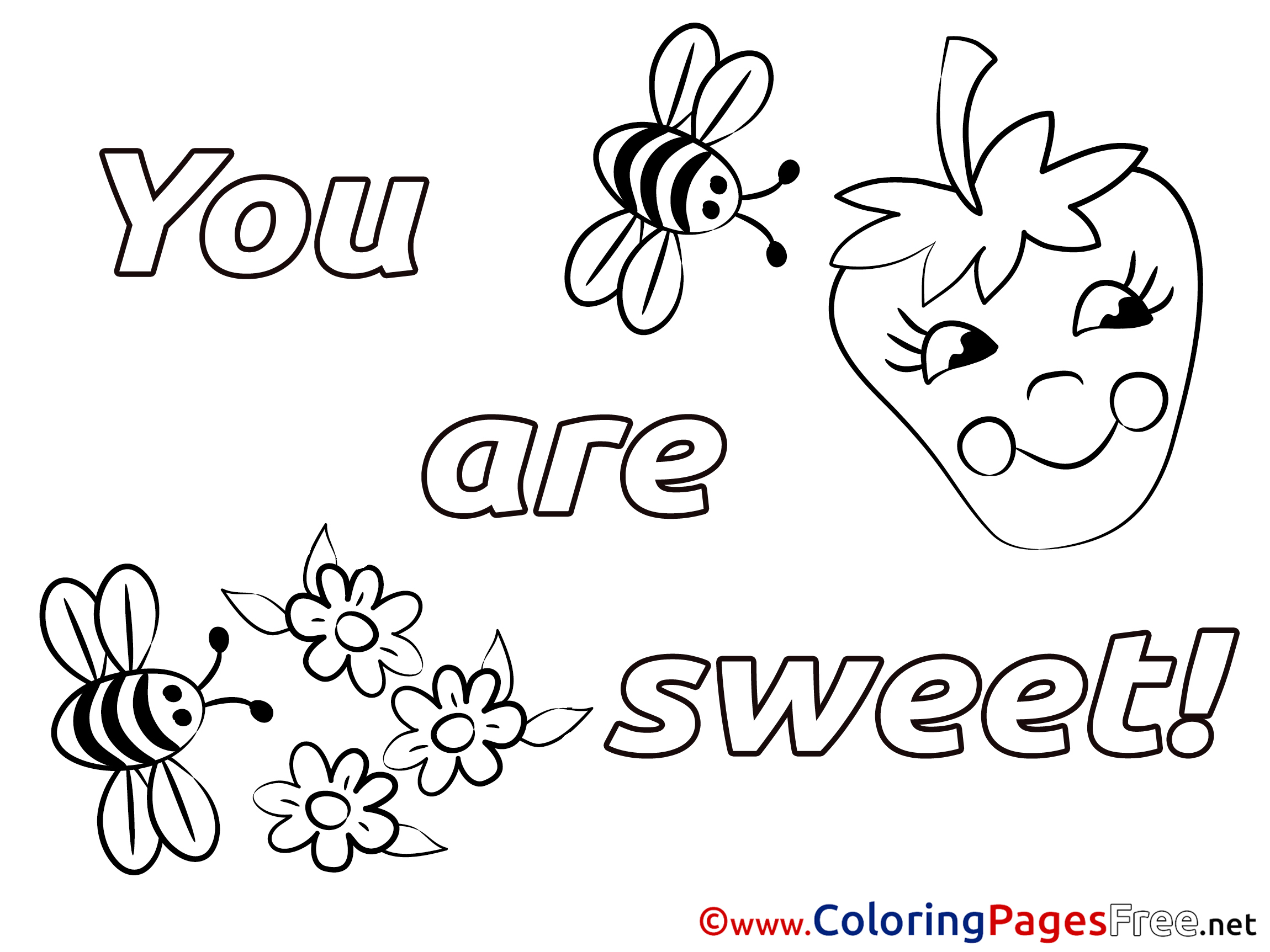 Bugs You Are Sweet free Valentine's Day Coloring Sheets