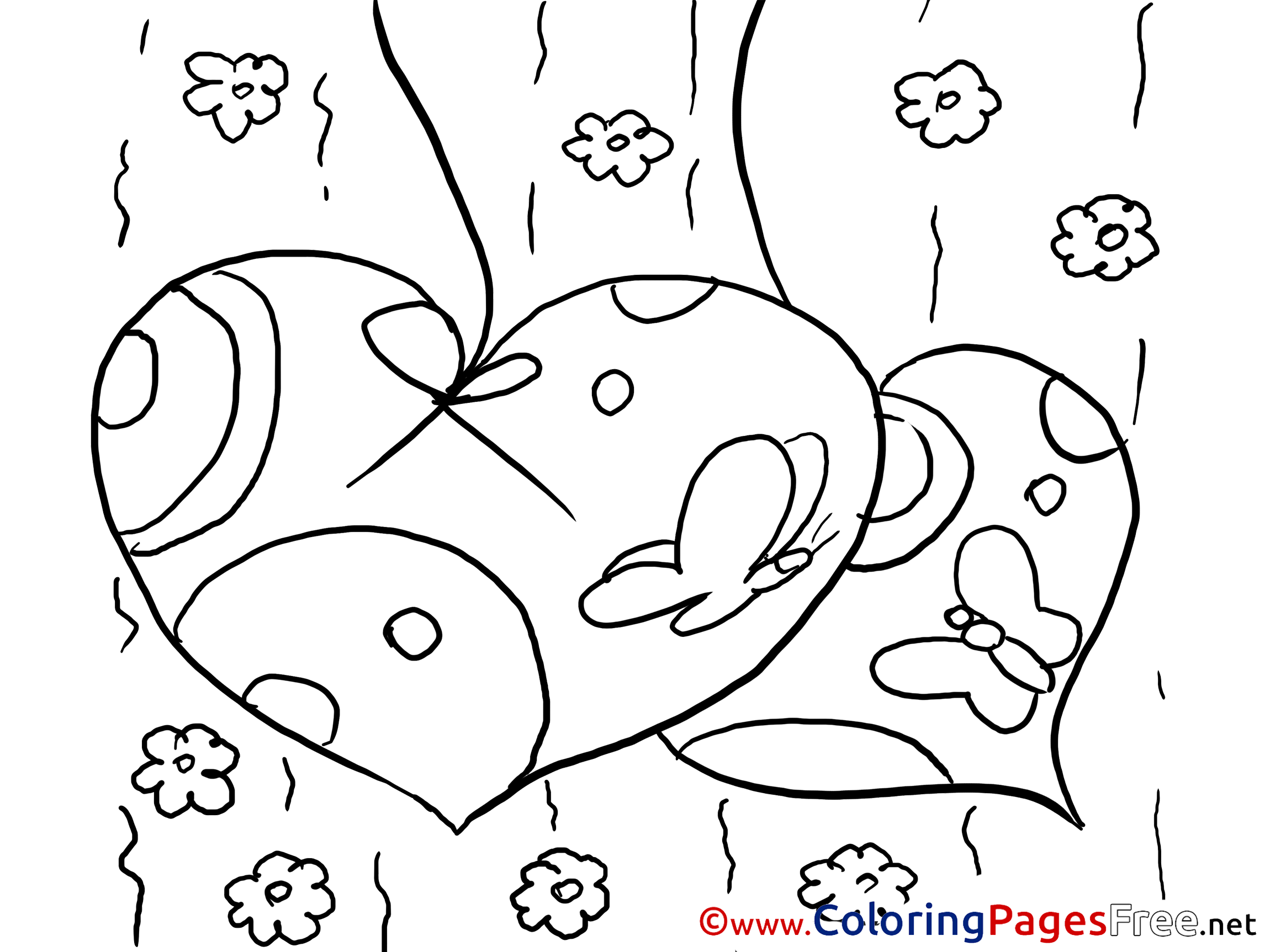 Butterflies Hearts free Valentine's Day Coloring Sheets