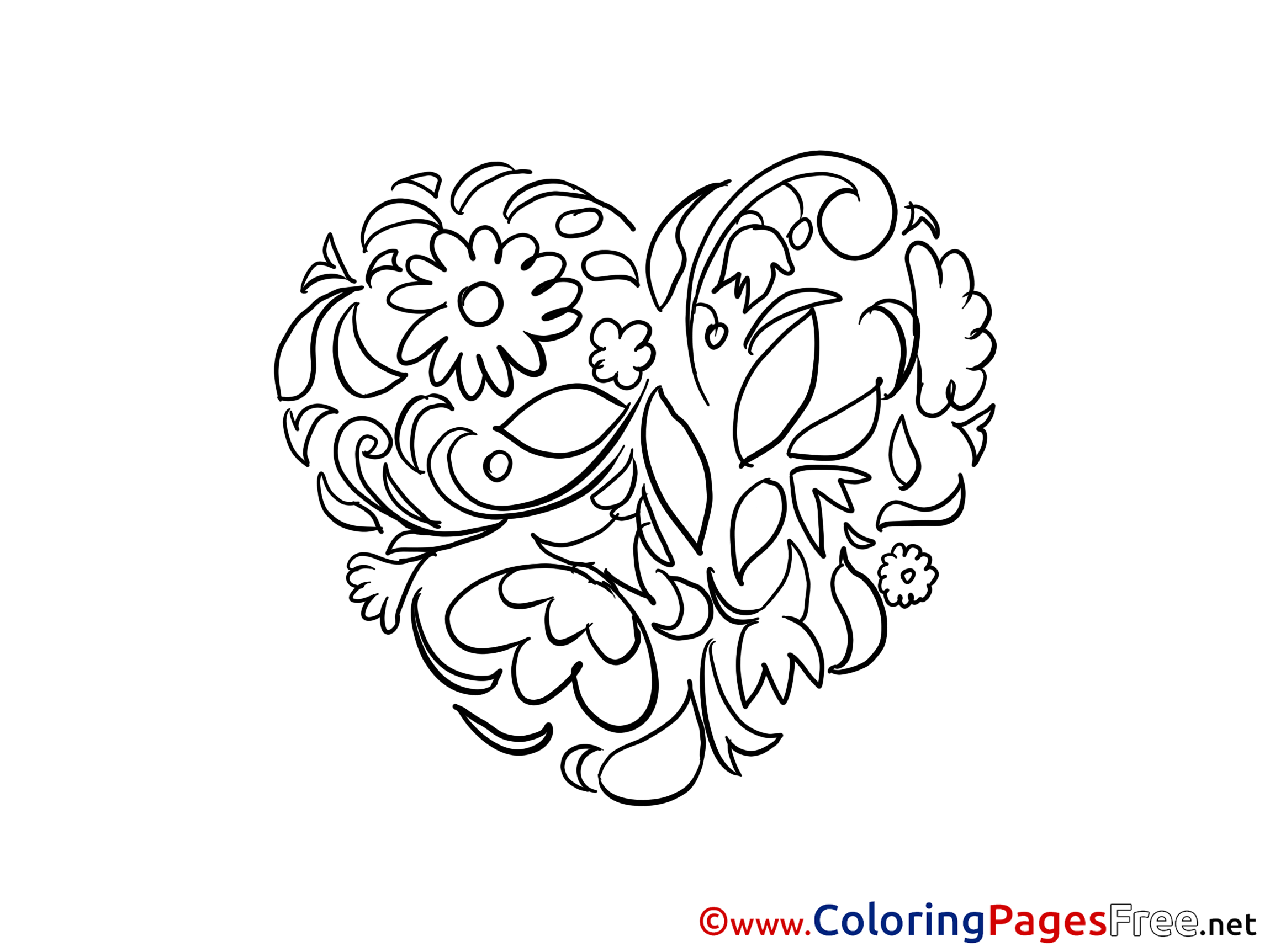 32 Flower Heart Coloring Pages - Loudlyeccentric