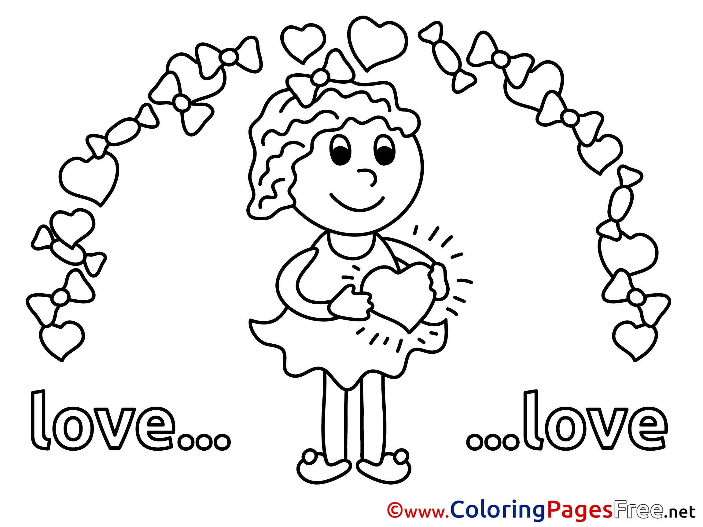 Girl Love Coloring Pages Valentine S Day For Free
