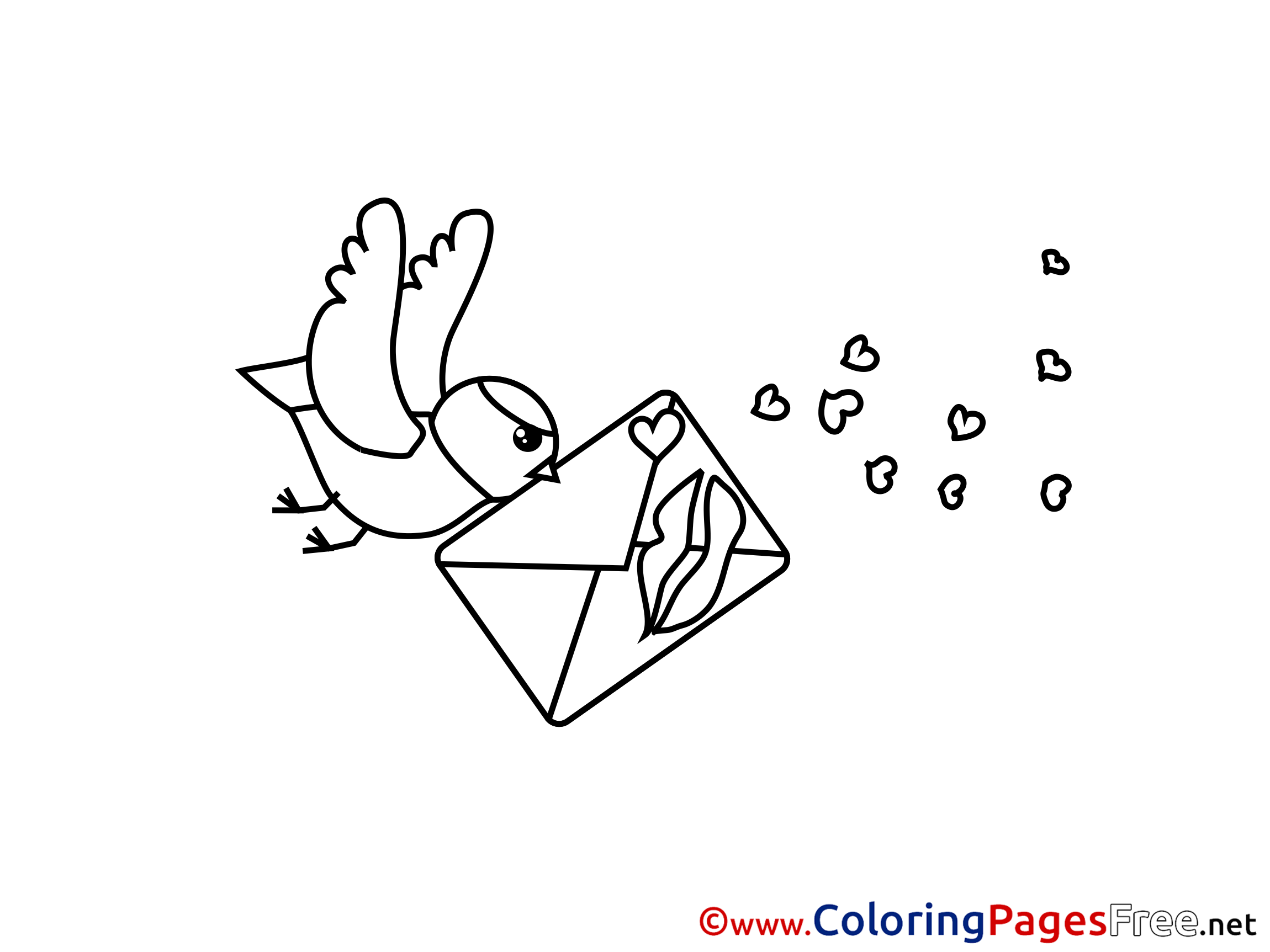 Letter Bird Valentine's Day Coloring Pages download