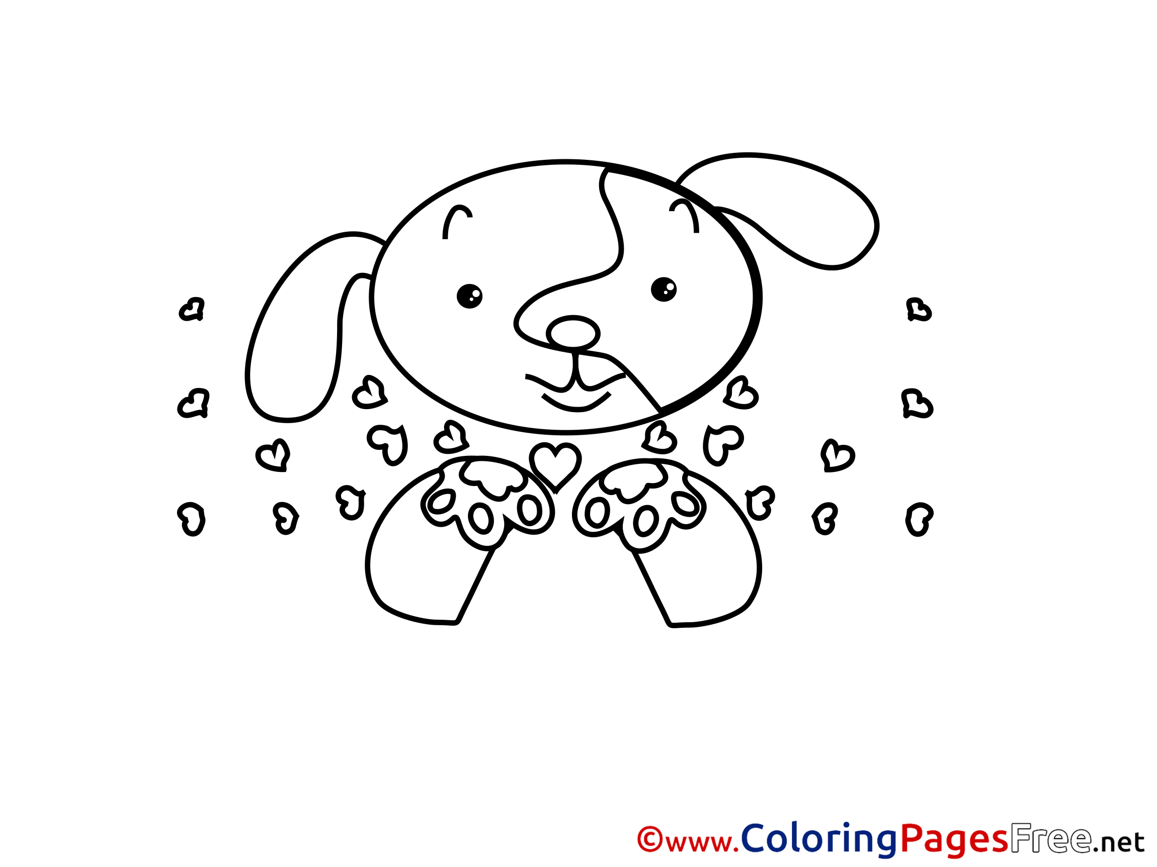 Puppy Hearts printable Valentine's Day Coloring Sheets
