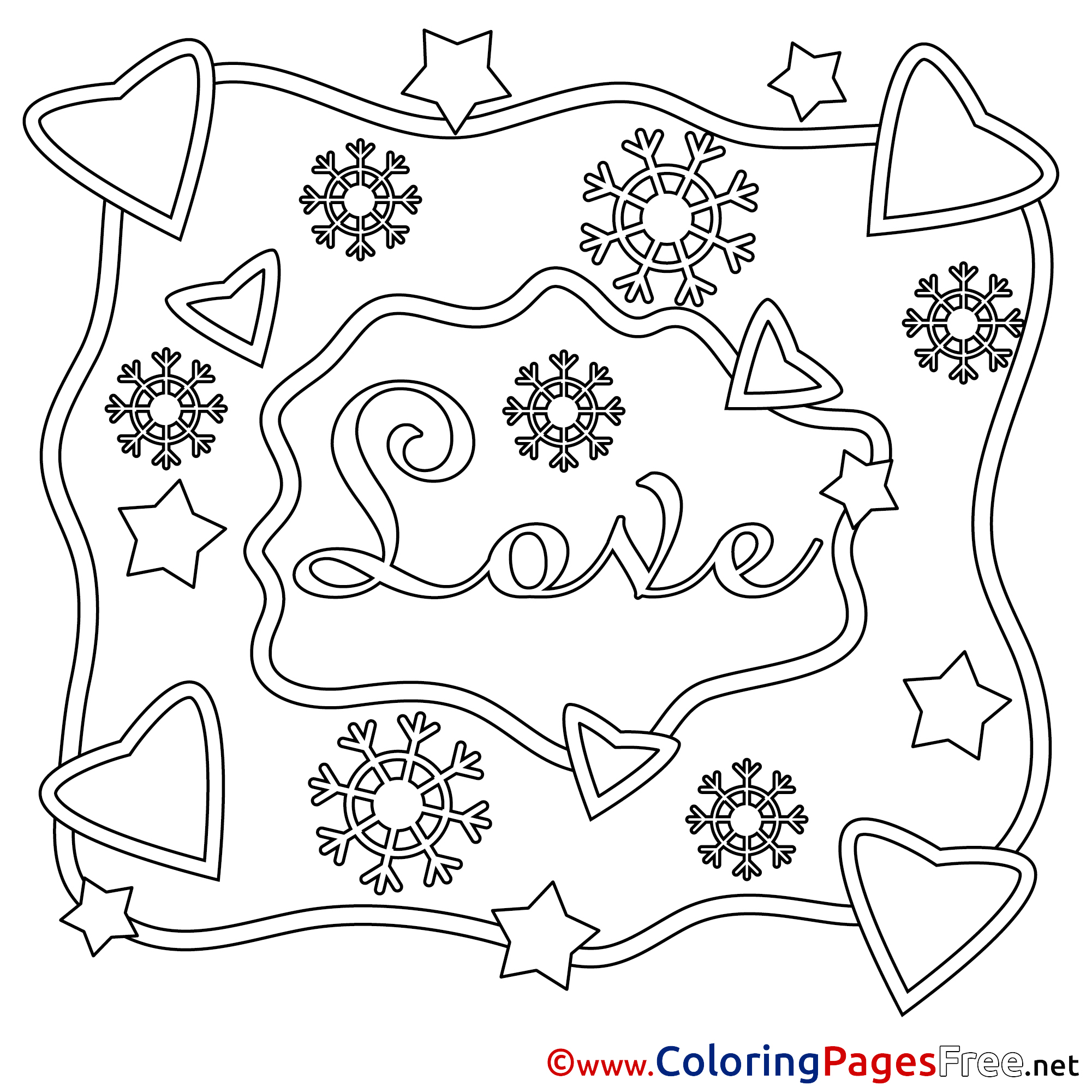 Download Snowflakes Love Valentine's Day Coloring Pages download