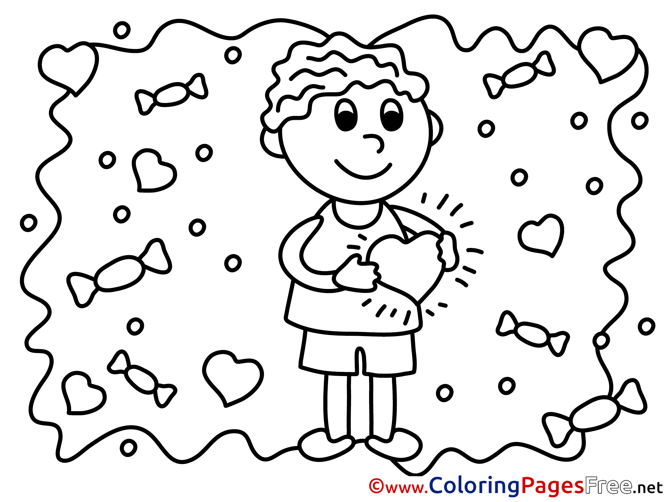 Valentine's Day Boy Colouring Page free
