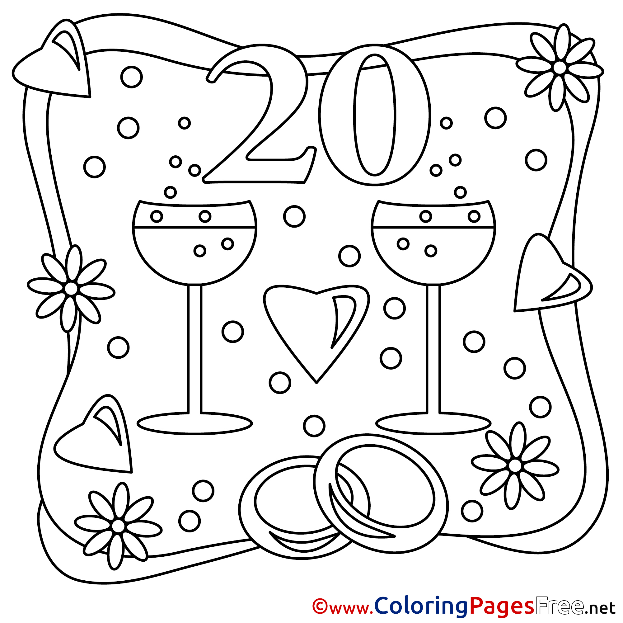 20 Years Wedding Coloring Pages Free