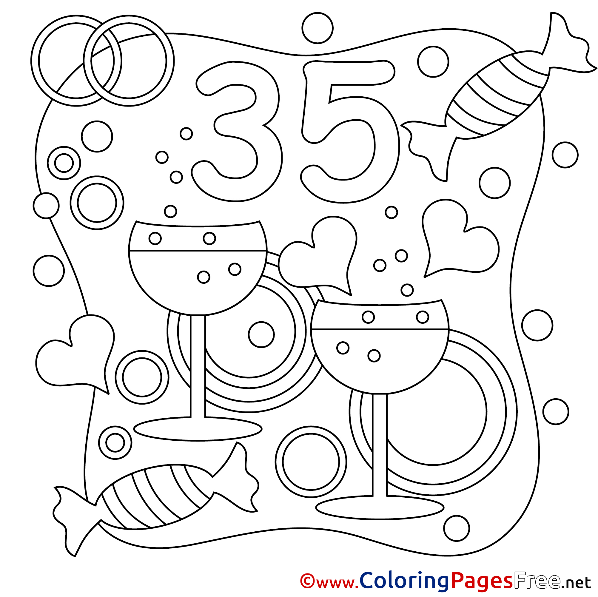 35 Years Wedding Free Printable Coloring Sheets