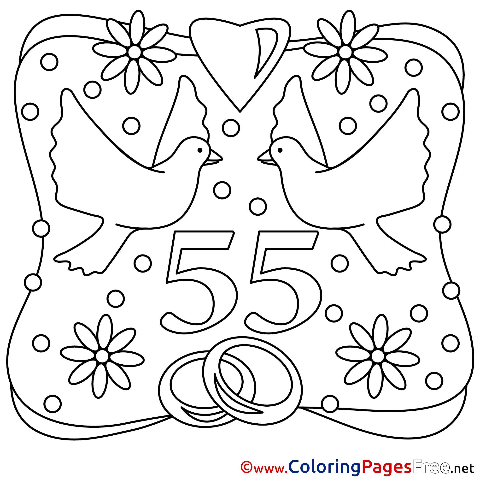 55 Years Wedding Free Printable Coloring Sheets