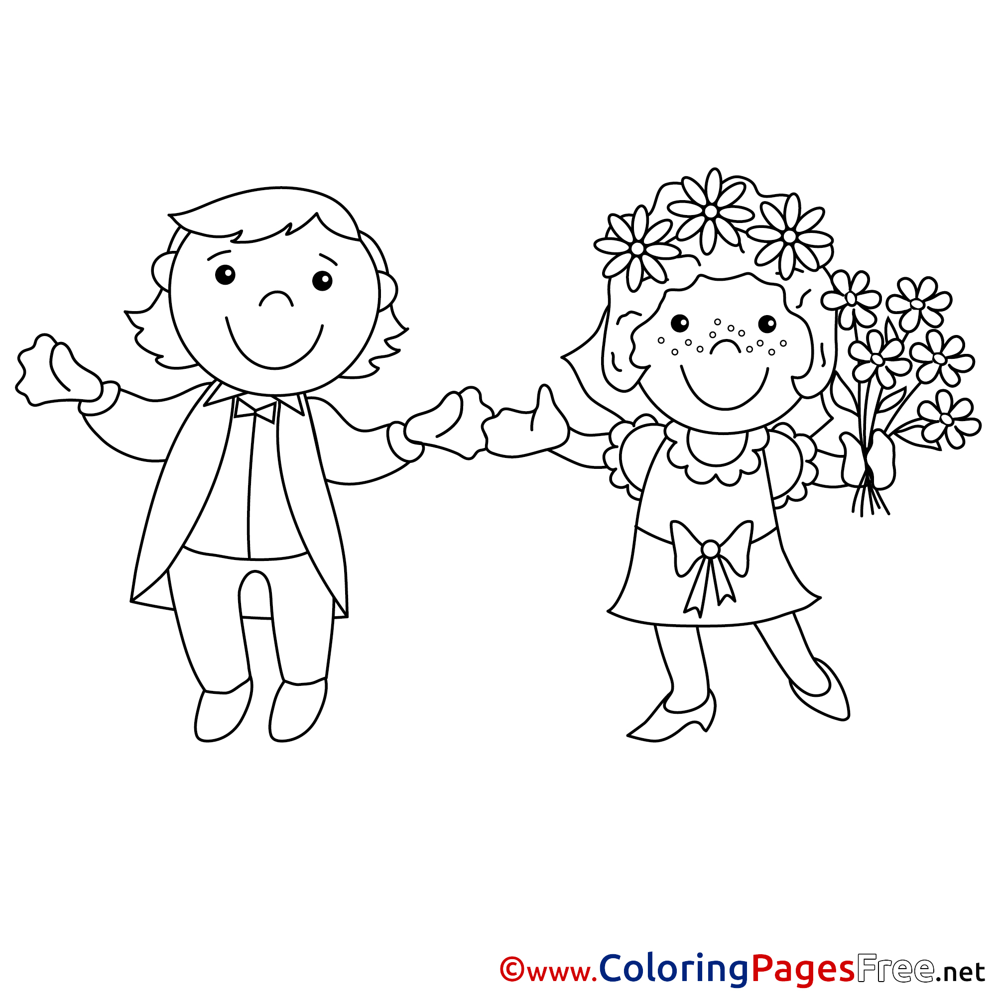 Woman Man Wedding free Coloring Page for Kids