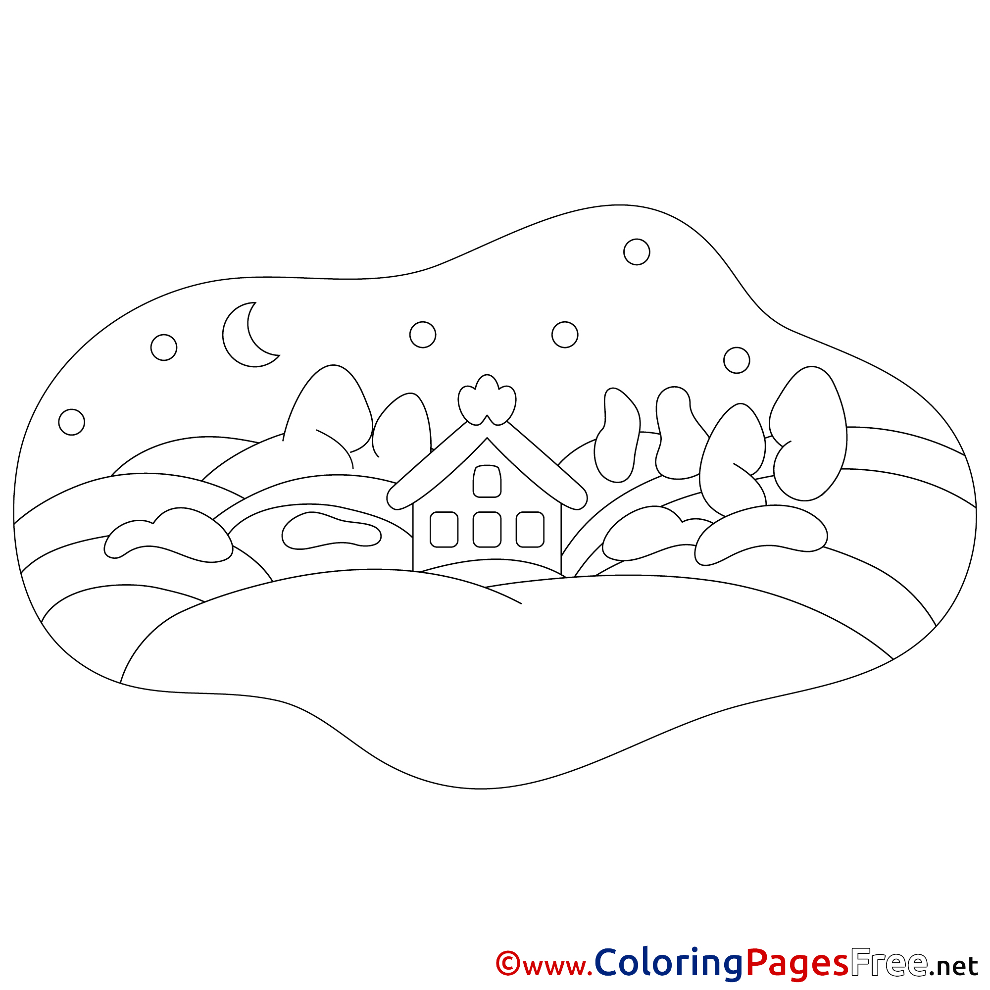 Ville Night Winter Coloring Pages download