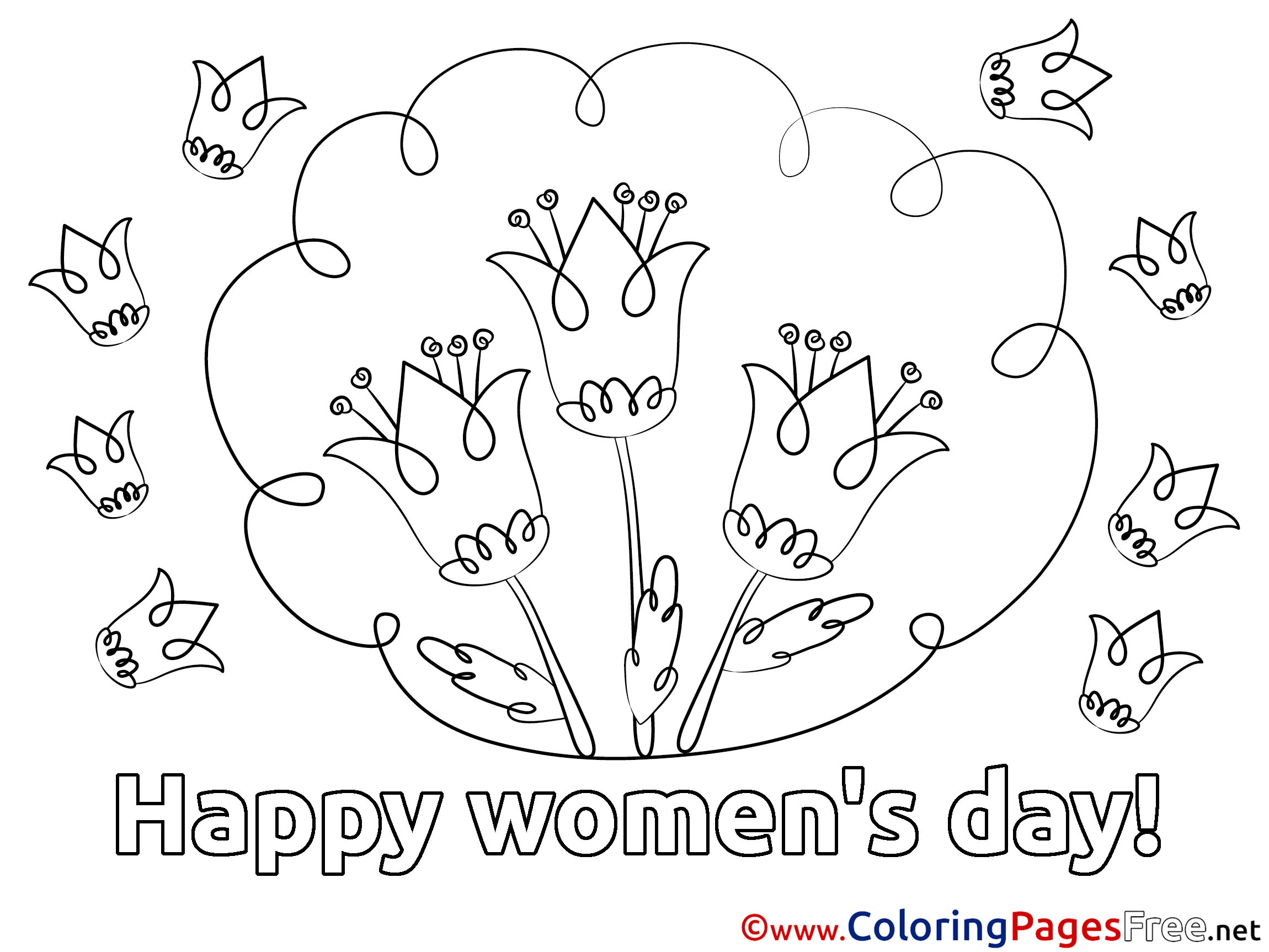 Women's Day раскраска. Женский день раскраски для детей.