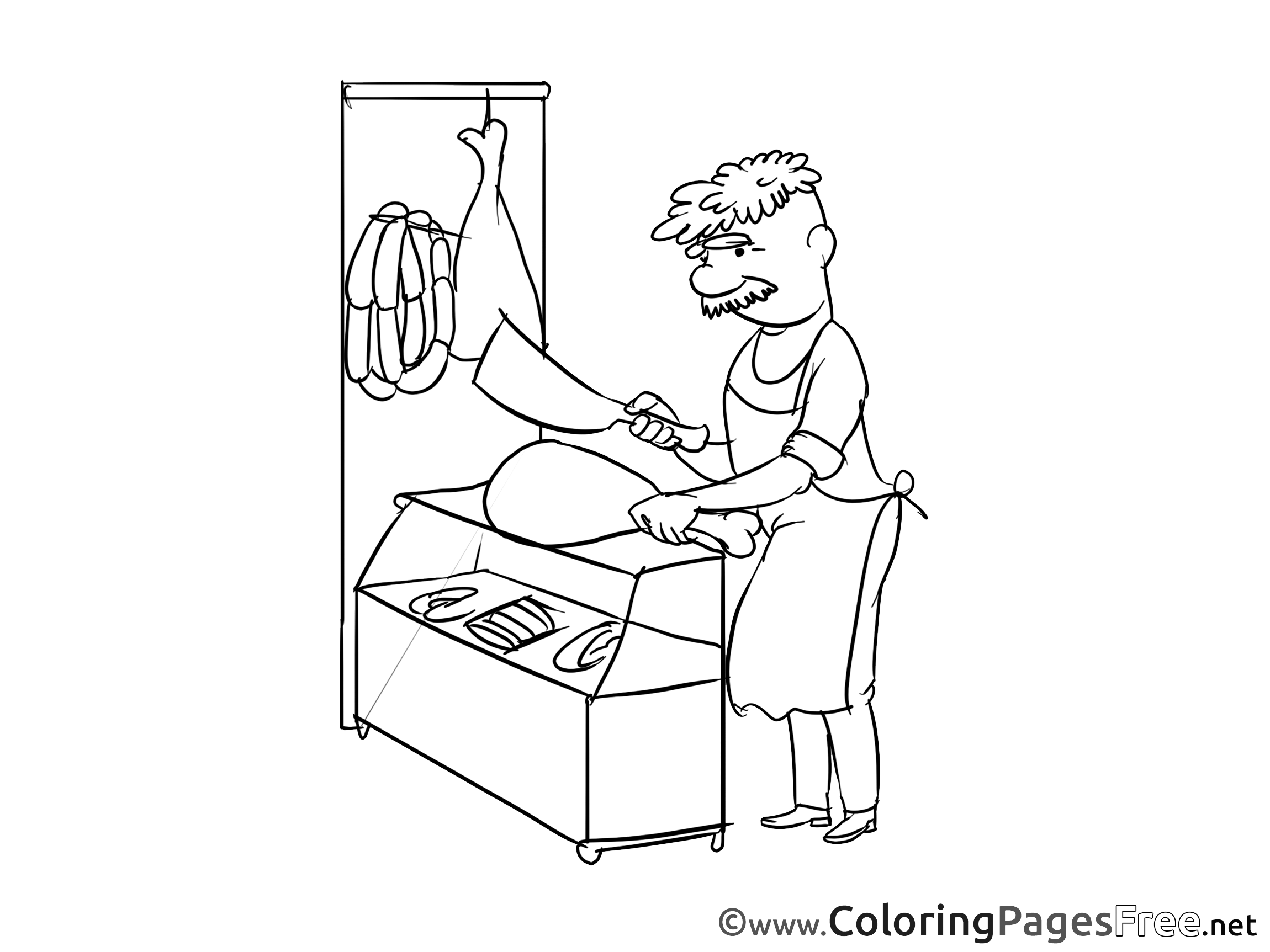 Butcher for free Coloring Pages download