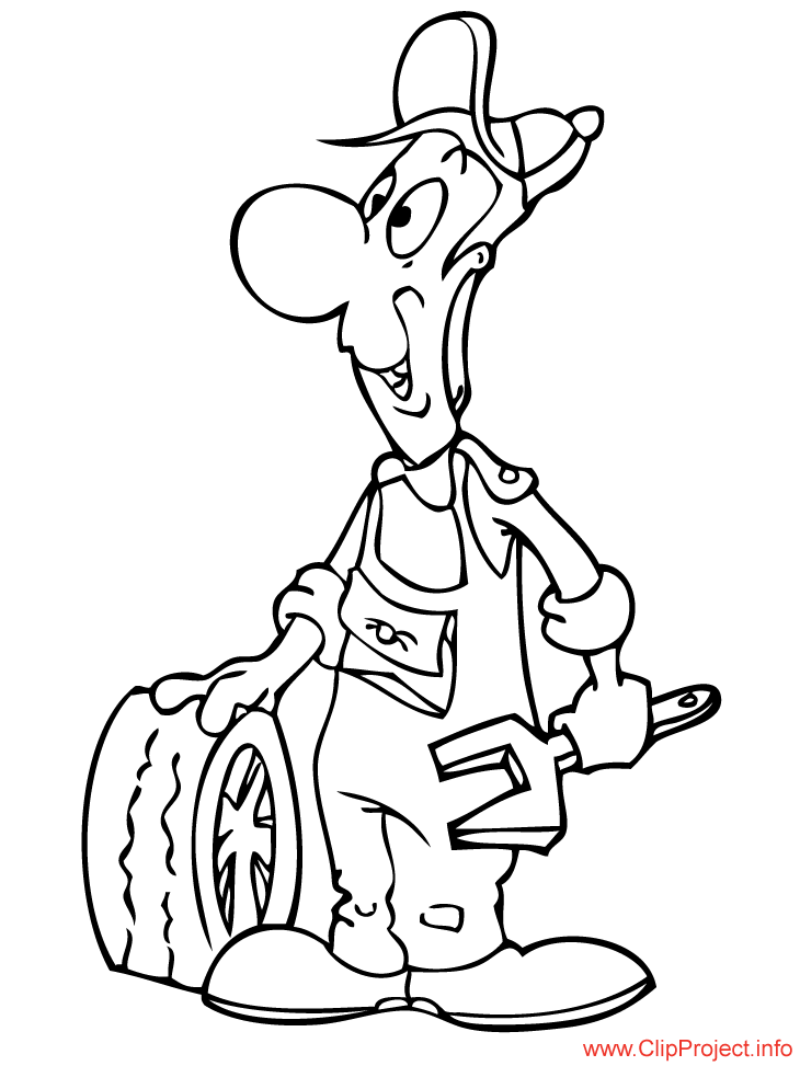 Mechanic coloring page for free
