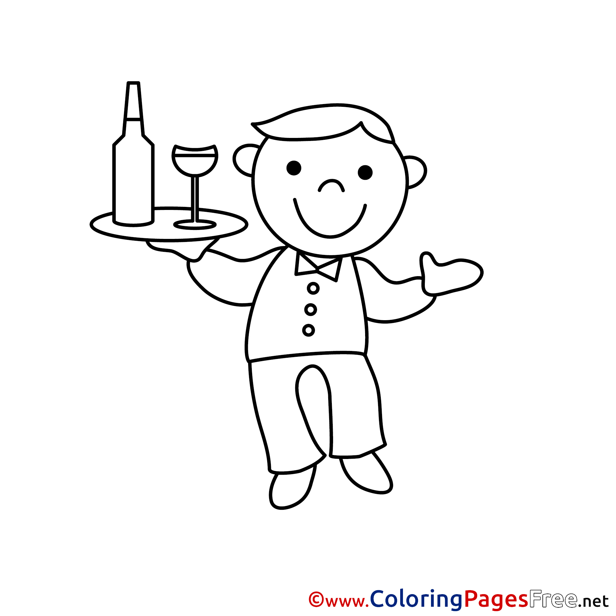 Download 255+ Waiter Coloring Pages PNG PDF File